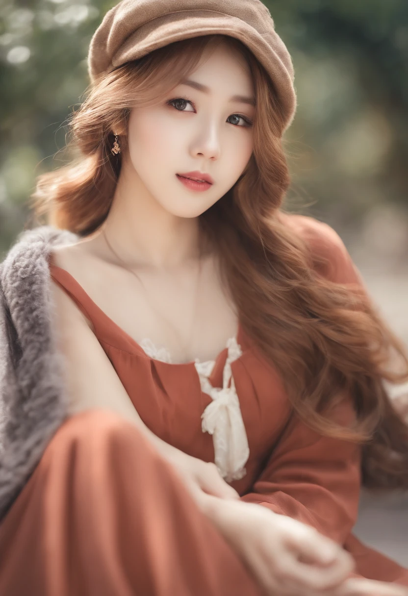 Create an image of a girl similar to Yui Arakaki. Focus especially on the atmosphere around the eyes and hair style, And draw a person with an impression similar to her. pure, Adopt a bright smile or elegant expression similar to her. You can freely arrange your outfit and background, however、Express her cleanliness and natural charm.