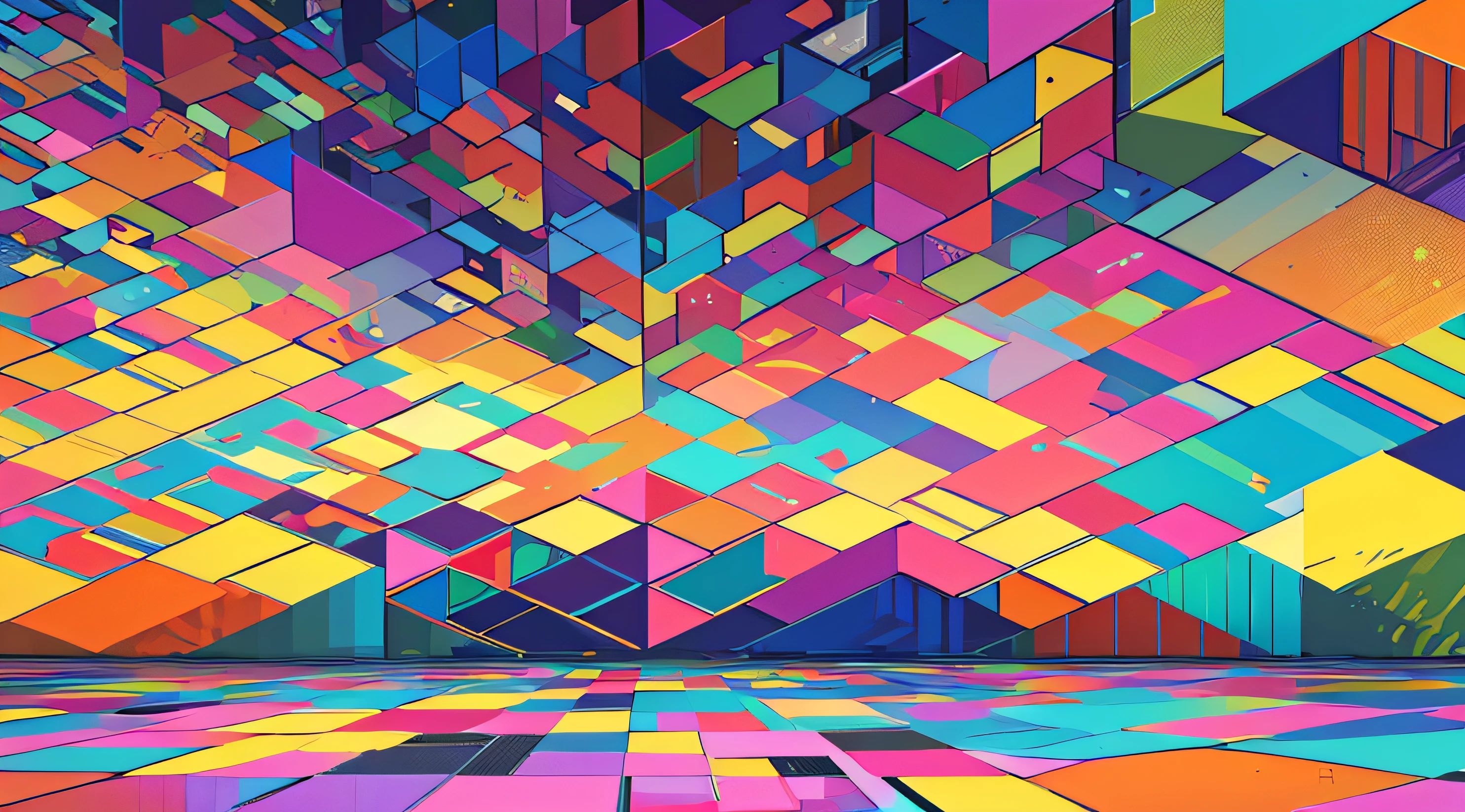 ((Best Quality, 8K, Masterpiece: 1.3)), A digital mosaic pattern composed of colorful, tessellating polygons, ideal for creating a contemporary look.