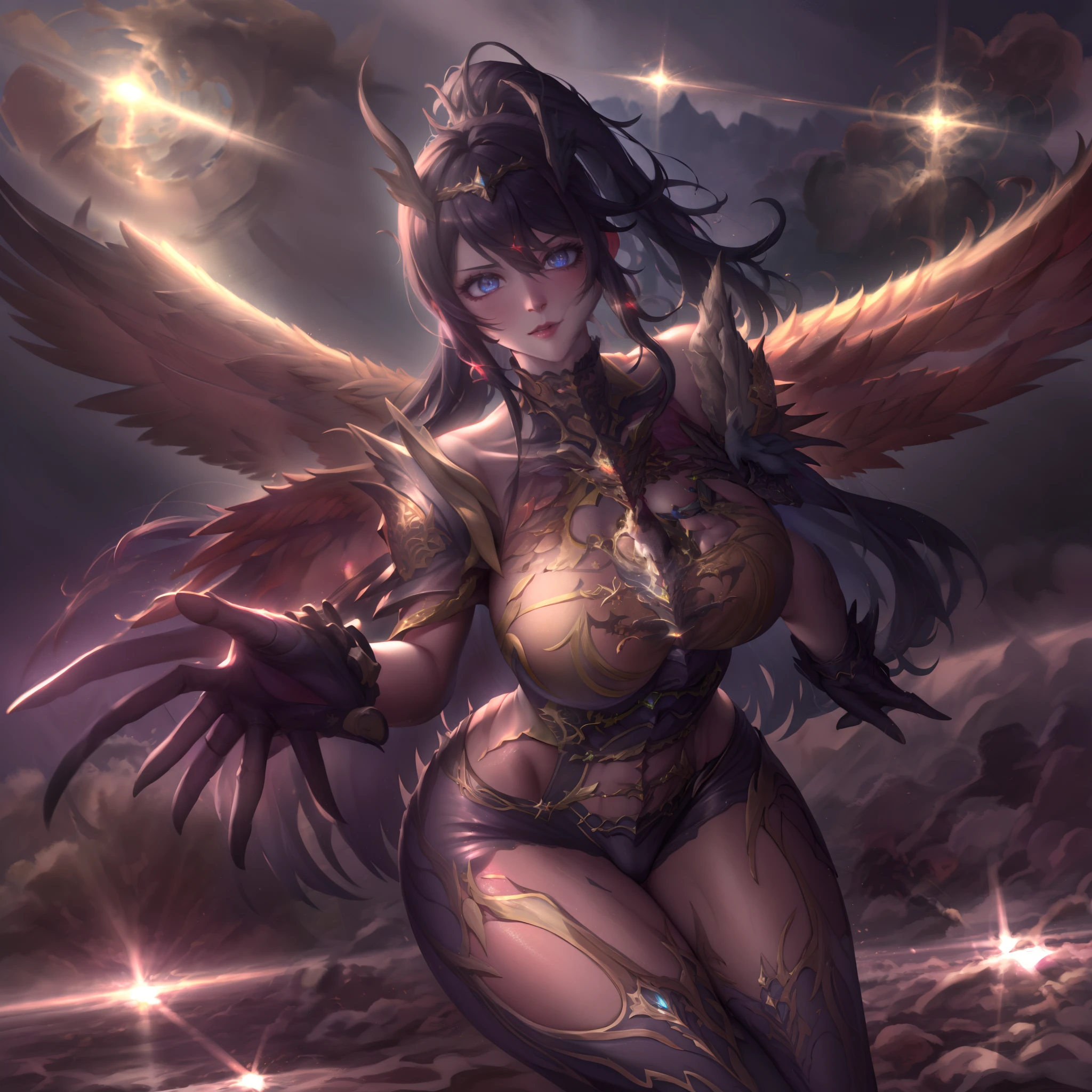 battlemech，（Blonde girl），(Huge ponytail),Glowing blue eyes，Blue Light Energy Longsword，Galactic，Mechanical and exquisite，（（Blonde Beauty））pubic detail，mech wings，elegent，Blue Mecha，Glowing blue-blue eyes，（Stocking Heels），land，Mechanical and exquisite，pubic detail，mech wings，elegent，The tree々，There are hands and feet，angled，angled，immensity，Wind，hazy，Mecha's eyes glow blue，Blue Mecha，Glowing blue-blue eyes，Holding the sword of delicate light energy，Skysky，Mechanical and exquisite，pubic detail，Huge mech wings，elegent，The tree々，There are hands and feet，angled，angled，immensity，baiyun，hazy，Mecha's eyes glow blue，pubic detail，Winds of the future，sacredness，Cavalier，battlemech，Glowing blue eyes，Blue Delicate Sniper Rifle，Skysky，Mechanical and exquisite，pubic detail，Huge mech wings，elegent，The tree々，There are hands and feet，angled，angled，immensity，baiyun，hazy，Mecha's eyes glow blue，pubic detail，Winds of the future，sacredness，Cavalier，the face is clear，Face wearing mask armor，masterpaintings，best qualtiy，offcial art，the Extremely Detailed CG Unity 8K Wallpapers，brightened light，（light particules，（Illustration）（Farbe）goodlooking，impeccable，（（Graphic Painting）），（Heavier stroke）），（bold lines），Highest image quality，masterpaintings，Filigree，long eyeslashes，（（（silhuette））），Very detailed background，tulips，Banana leaves，lilie，dew，Date palm flowers，Ryu，Light white off-the-shoulder dress，Mottled sunlight，（Close-up of people），（Simple and noisy々Right々Right々Right々Right々Right々Right々Right々Right々Right々Right々Right々Right々Right）（（Super best quality））， （（A very masterpiece））， （（super detailing：1.4））， （（hyper realistic lifelike 3d））， Dragon Warrior Girl， Mechanical body， Dynamic action poses in battle scenes， Mechanical weapons of very complex and heavy fighters， Off-the-shoulder fashion that blends dense and complex steampunk with dense gothic lolita， Complex steampunk headgear， very thin long legs， Mechanical boots above the knee， Fluttering lace flared mini skirt， beautiful big breasts directed upwar