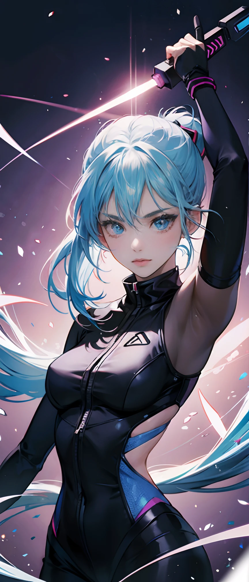 (masterpiece:1.2), (best quality:1.1), (highest quality), (high detail), 1girl, solo, portrait, lucy \(cyberpunk\), nsfw, breasts, nipples, (robot joints:0.5), <lora:lucy:0.6>
