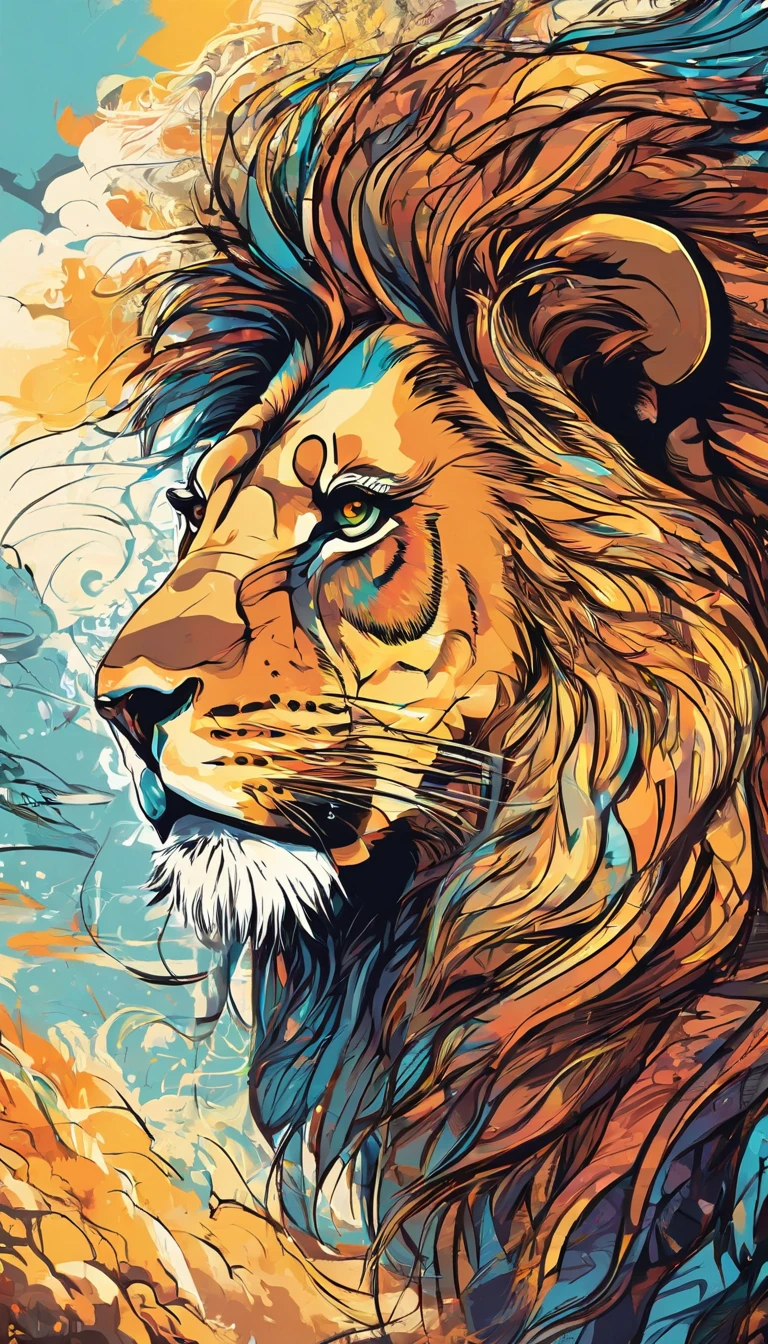 Prompt: The male lion roared up to the sky, The mane is dense and shiny,The muscles are strong and powerful,full-figure, High resolution, high contrast
