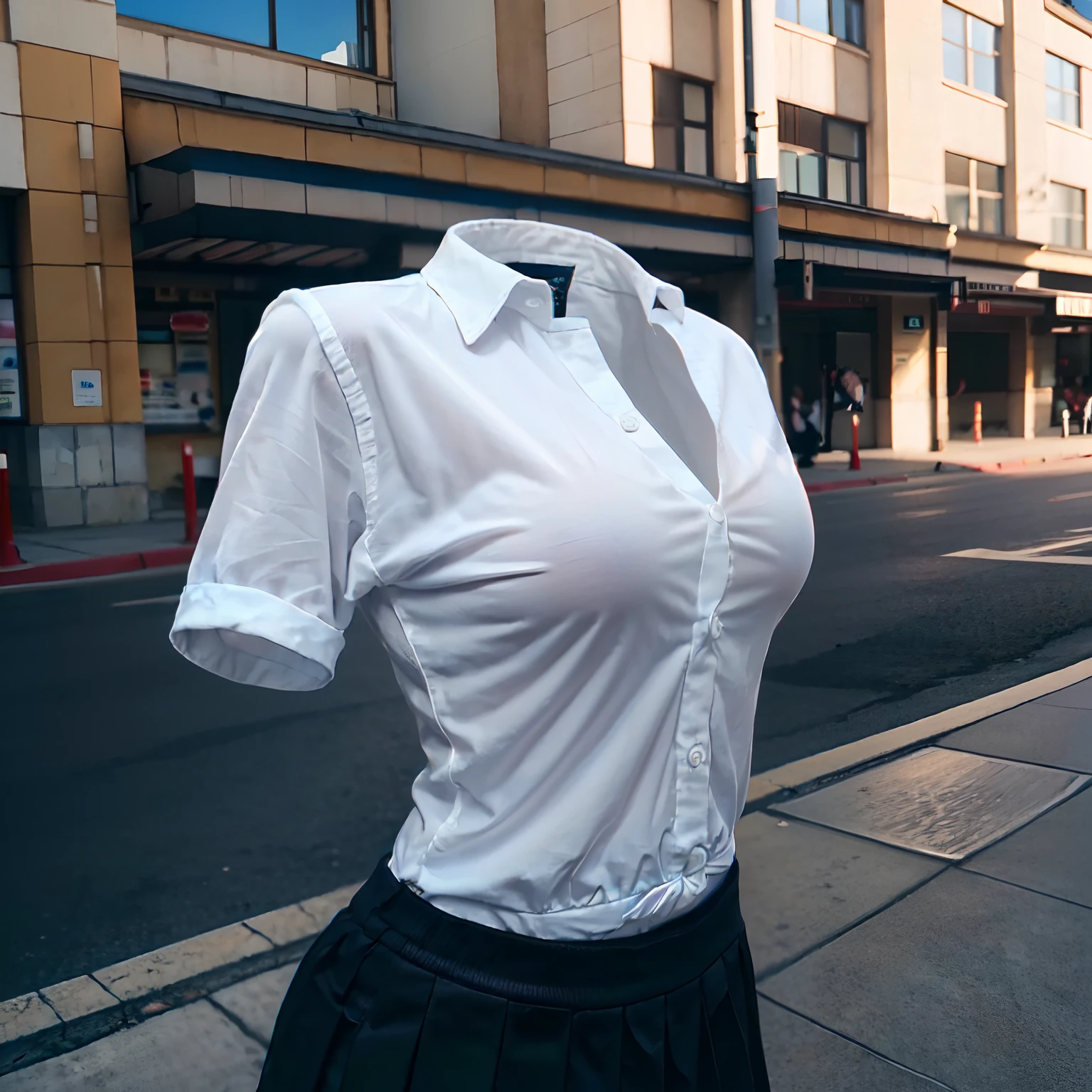 school uniforms, ((invisible, no humans:1.5, headless:1.5, handless, legless)), big breast, (close-up to breast), (from behind),
(8k, RAW photo, best quality, masterpiece:1.2), (realistic, photo-realistic:1.37),photon mapping, radiosity, ((Hasselblad photography)),physically-based rendering,