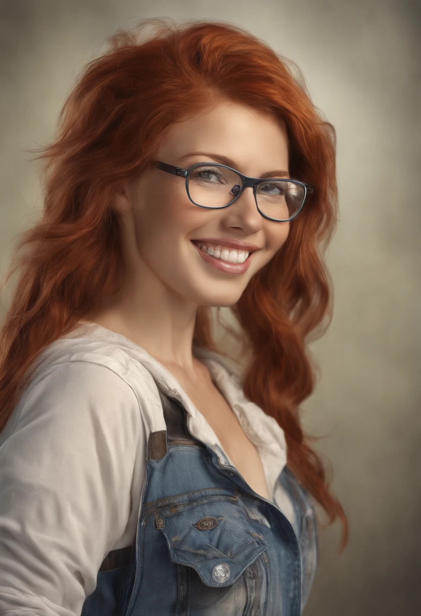 Generic woman, redhair, glasses, nice smile, younger, sexy naked