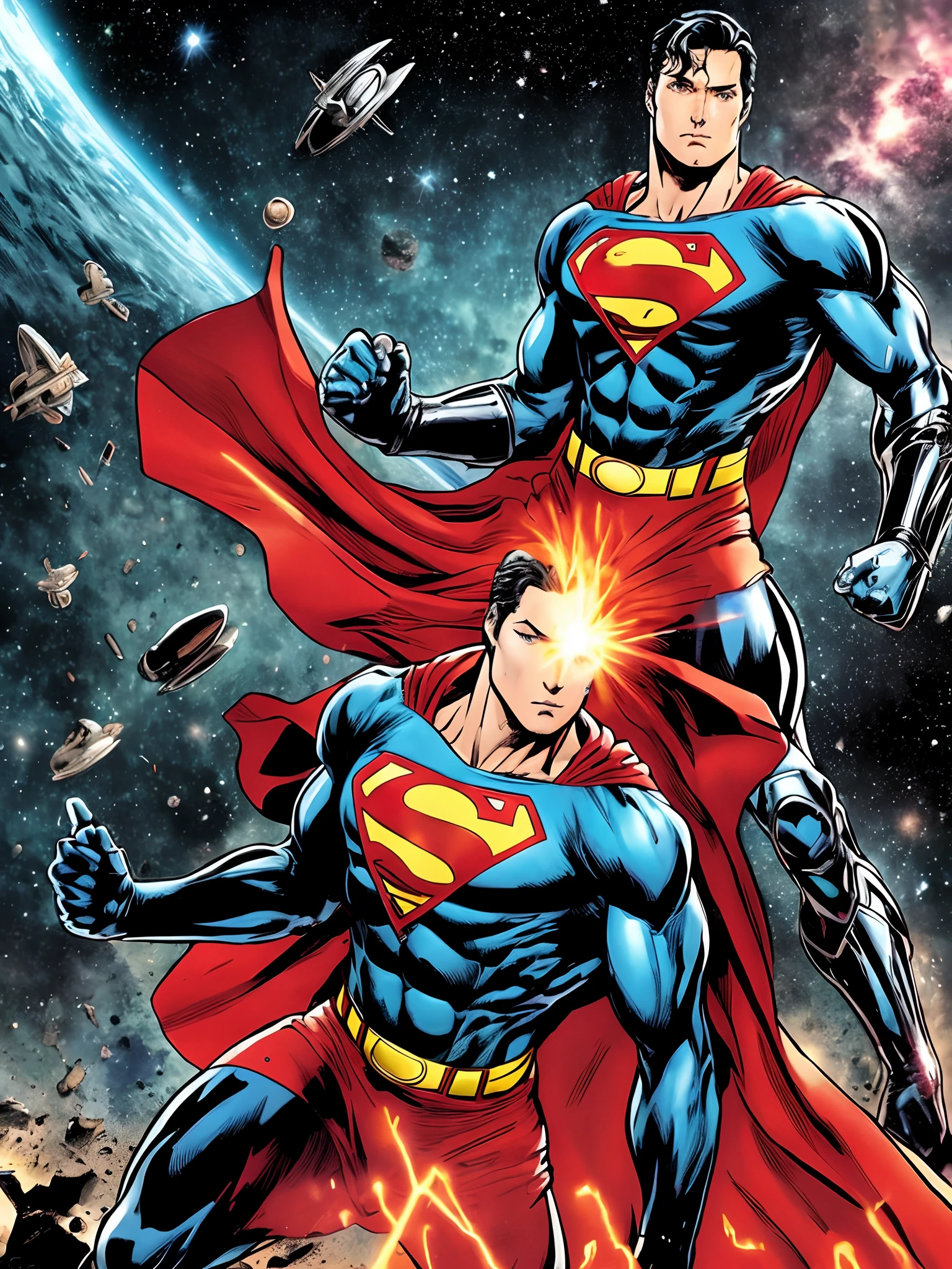 Cosmic armor Superman destroying an entire universe with his heat vision
