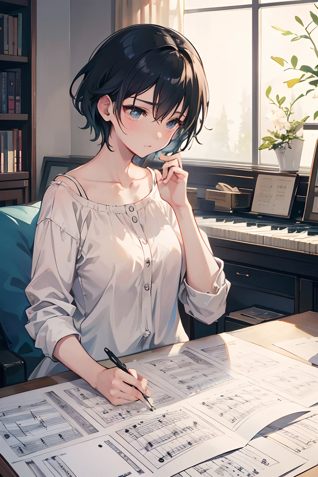 Draw sheet music for lots of music、score、music