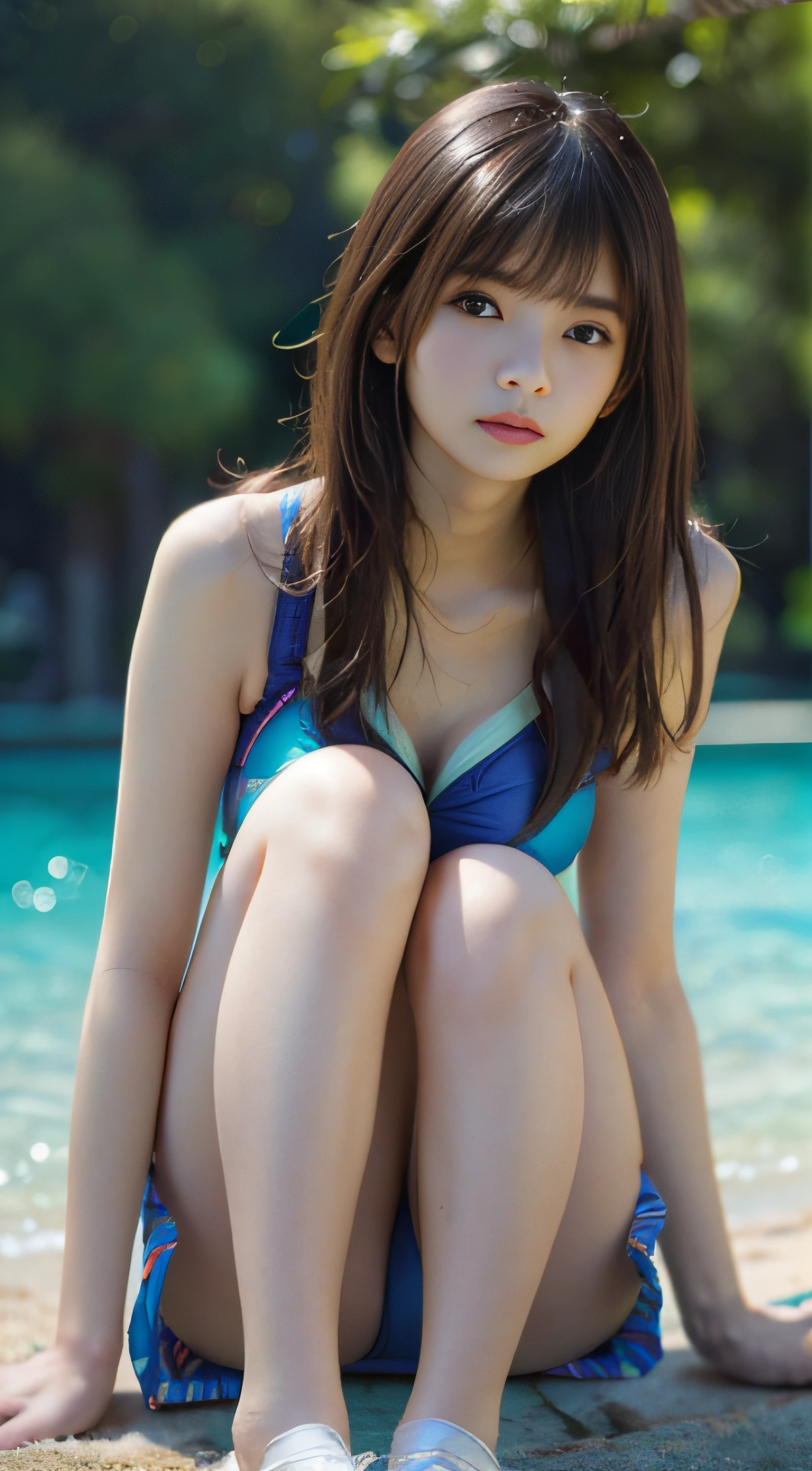 1girl,年齢,(((school swimsuit))),(delicate photograph1.3),hyper detailed,(masterpiece:1),(best quality:1.4),(ultra highres:1.2),(photorealistic:1.4),背の低い,(8k, RAW photo:1.2),(sharp focus:1.3),1girl,white socks,brown hair,full body,