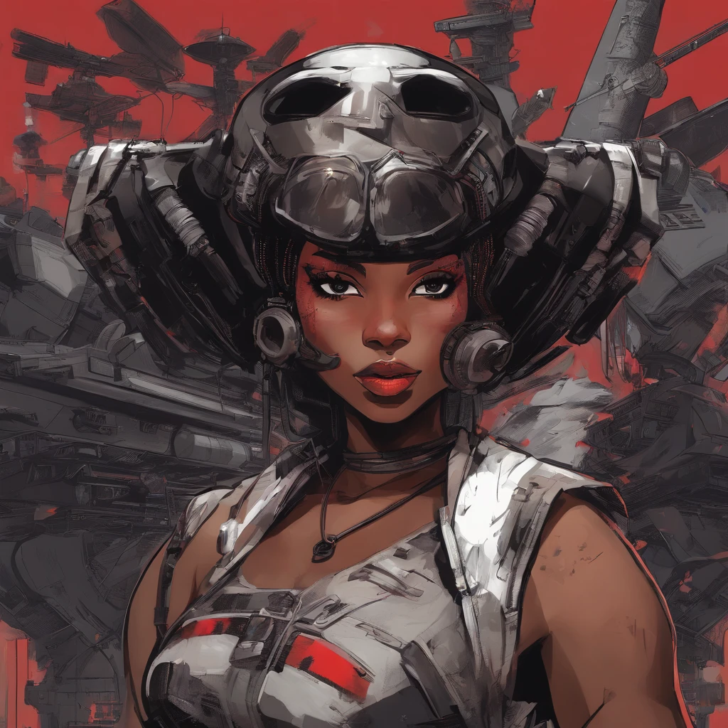 a Darkskin woman with black hair and scarlet red highlights , she is wearing dieselpunk clothes, modelshoot style, (extremely detailed CG 8k wallpaper unit), photo of the most beautiful art in the world, majestic professional (photography by Steve McCurry), 8k uhd, dslr, soft lighting, high quality, film grain, Fujifilm XT3 sharp focus, f 5.6, high detail, sharp focus, dramatic, (wearing diselpunk clothing), (looking at the viewer:1.2), (natural light), (seductive)