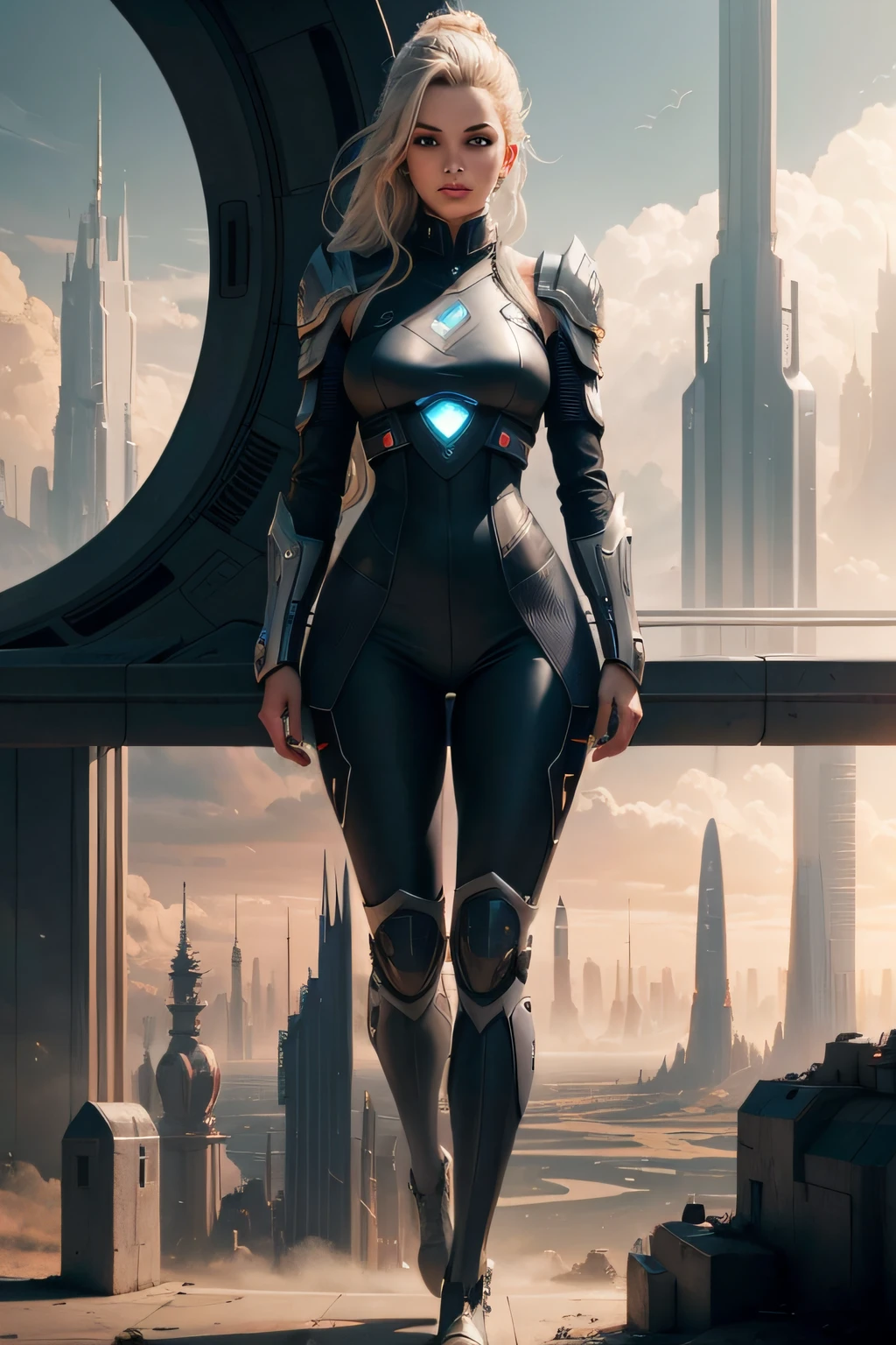 Futuristic city, fantasy, 24th century, Advanced technology, Character dressing