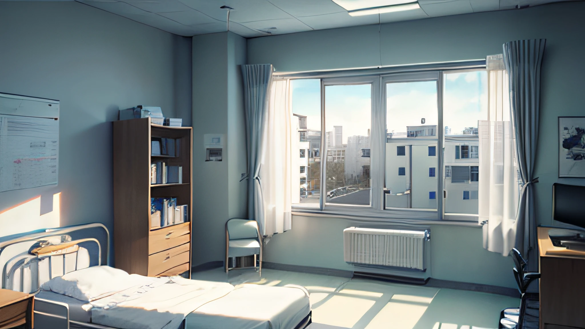 （（Infirmary）））， （（White Room））， （（Arctic tundra outside the window））， （high high quality， Best quality at best， A high resolution）