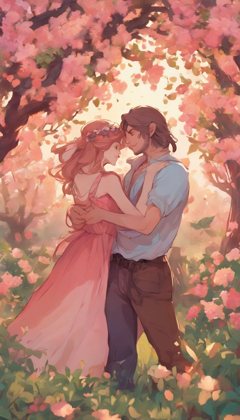 Wedding day, dreamy garden of pink flowers, bride red hair, heavy makeup, eyelashes, red lipstick, crystal blue eyes, high detail white wedding dress, sexy breasts, pink damask roses garden background, amazing sky, waiting for the groom , full body , updress, full_nelson_sex, grabbed from behind, uplegs held, pussyfuck