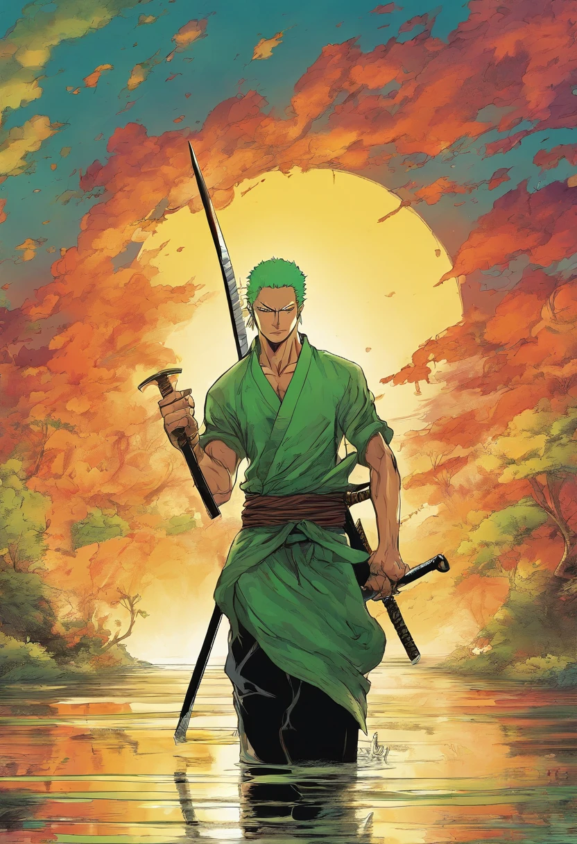 Roronoa Zoro with three swords