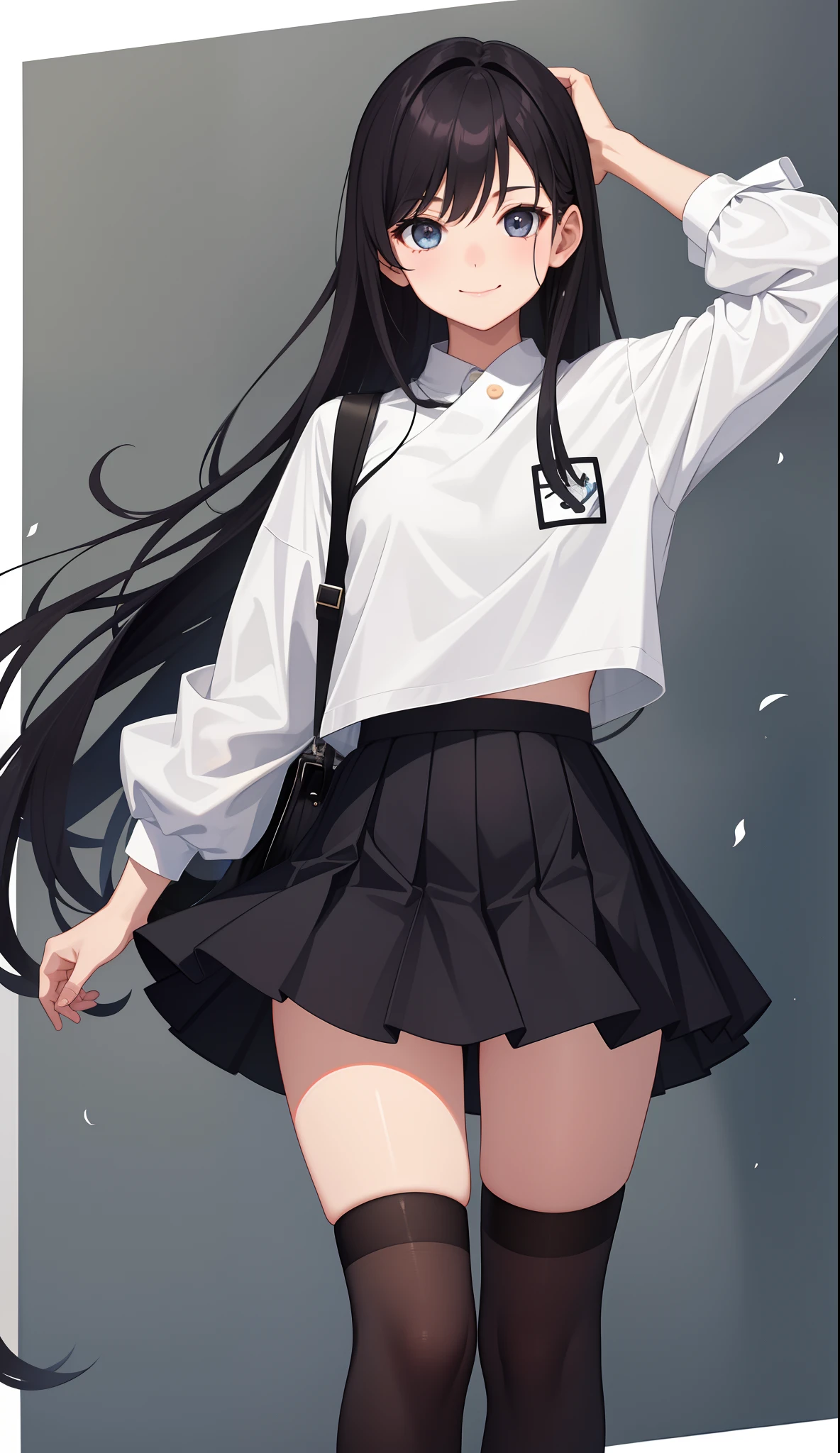 1girl in、AS-Adult、A smile、The shirt、skirt by the、（small tits）、Walking with a thigh、Upper body portrait、