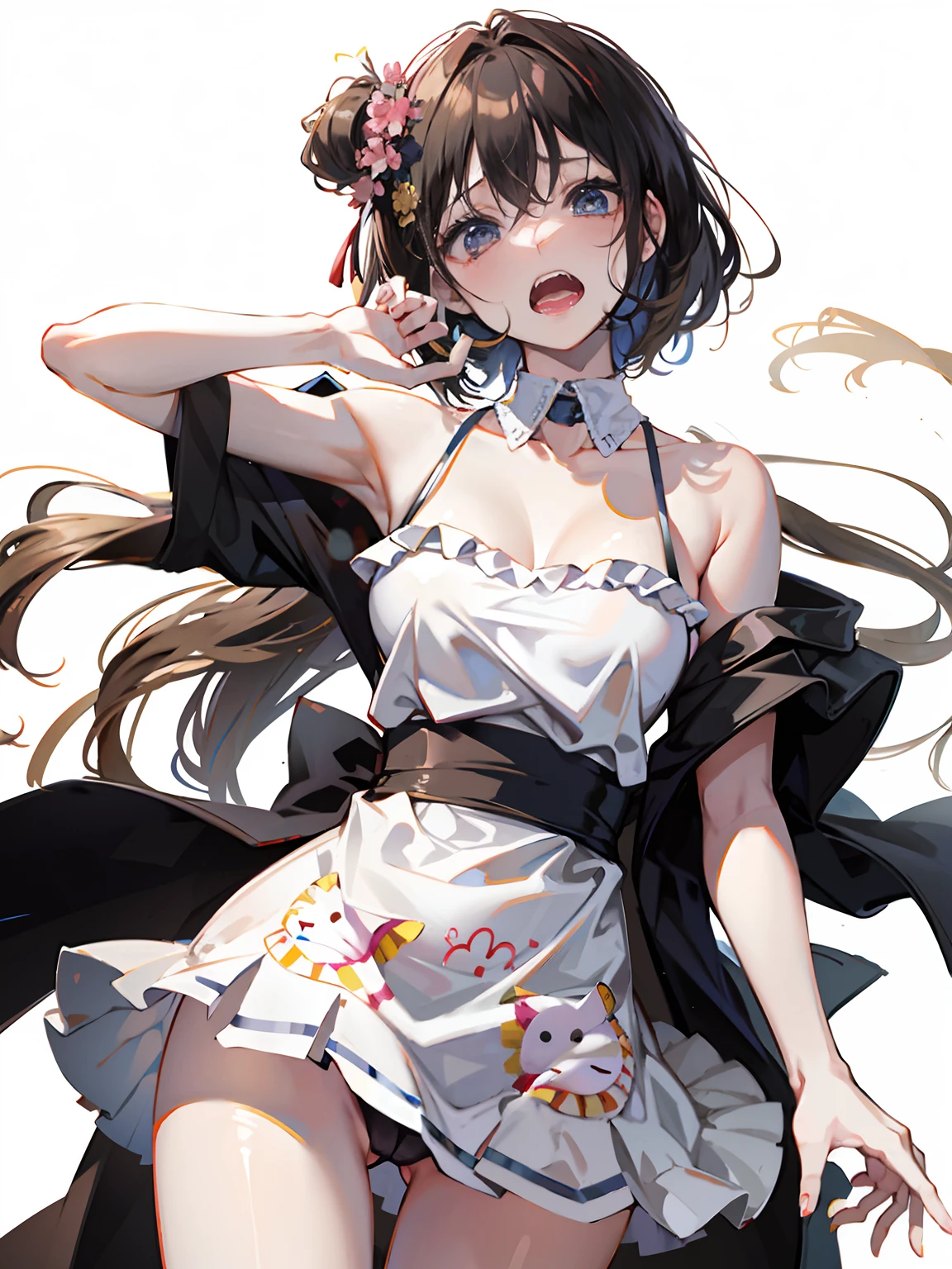 Girl suffering from pain、Open your little mouth