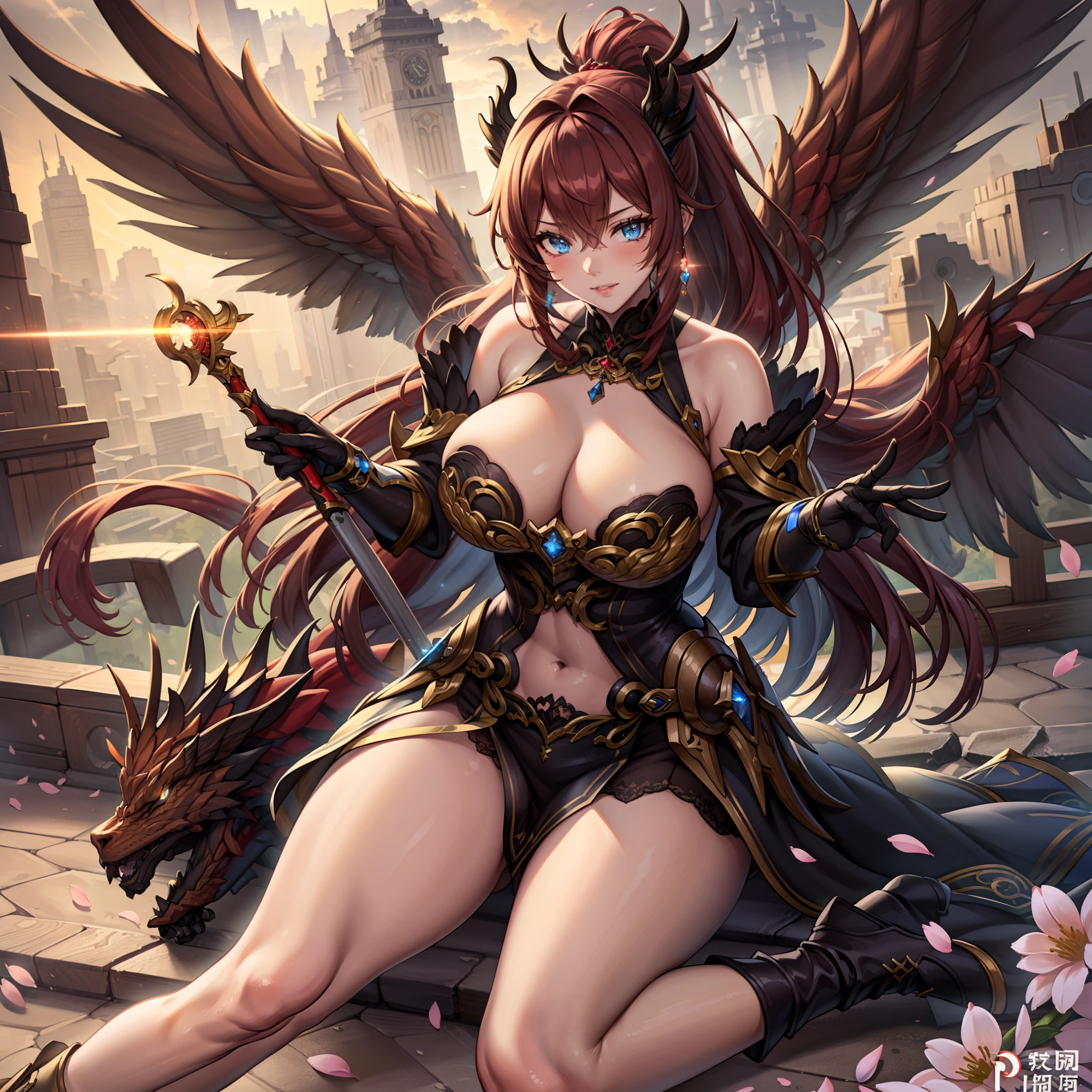 battlemech,(Blonde girl),((disheveled long hair)), (Huge ponytail),(Stockings) Glowing blue eyes,Blue Light Energy Longsword,Galactic,Mechanical and exquisite,((Blonde Beauty))pubic detail,mech wings,elegent,Blue Mecha,Glowing blue-blue eyes,(Stocking Heels),land,Mechanical and exquisite,pubic detail,mech wings,elegent,The tree々,There are hands and feet,angled,angled,immensity,Wind,hazy,Mecha's eyes glow blue,Blue Mecha,Glowing blue-blue eyes,Holding the sword of delicate light energy,Skysky,Mechanical and exquisite,pubic detail,Huge mech wings,elegent,The tree々,There are hands and feet,angled,angled,immensity,baiyun,hazy,Mecha's eyes glow blue,pubic detail,Winds of the future,sacredness,Cavalier,battlemech,Glowing blue eyes,Blue Delicate Sniper Rifle,Skysky,Mechanical and exquisite,pubic detail,Huge mech wings,elegent,The tree々,There are hands and feet,angled,angled,immensity,baiyun,hazy,Mecha's eyes glow blue,pubic detail,Winds of the future,sacredness,Cavalier,the face is clear,Face wearing mask armor,masterpaintings,best qualtiy,offcial art,the Extremely Detailed CG Unity 8K Wallpapers,brightened light,(light particules,(Illustration)(Farbe)goodlooking,impeccable,((Graphic Painting)),(Heavier stroke)),(bold lines),Highest image quality,masterpaintings,Filigree,long eyeslashes,(((silhuette))),Very detailed background,tulips,Banana leaves,lilie,dew,Date palm flowers,Ryu,Light white off-the-shoulder dress,Mottled sunlight,(Close-up of people),(Beautiful little in good shape)((Super best quality)), ((A very masterpiece)), ((super detailing:1.4)), ((hyper realistic lifelike 3d)), Dragon Warrior Girl, Mechanical body, Dynamic action poses in battle scenes, Mechanical weapons of very complex and heavy fighters, Off-the-shoulder fashion that blends dense and complex steampunk with dense gothic ta, Complex steampunk headgear, very thin long legs, Mechanical boots above the knee, ((Fluttering Lace Flared Skirt)) (beautiful small breasts directed upwards),Somewhat long, Vertic