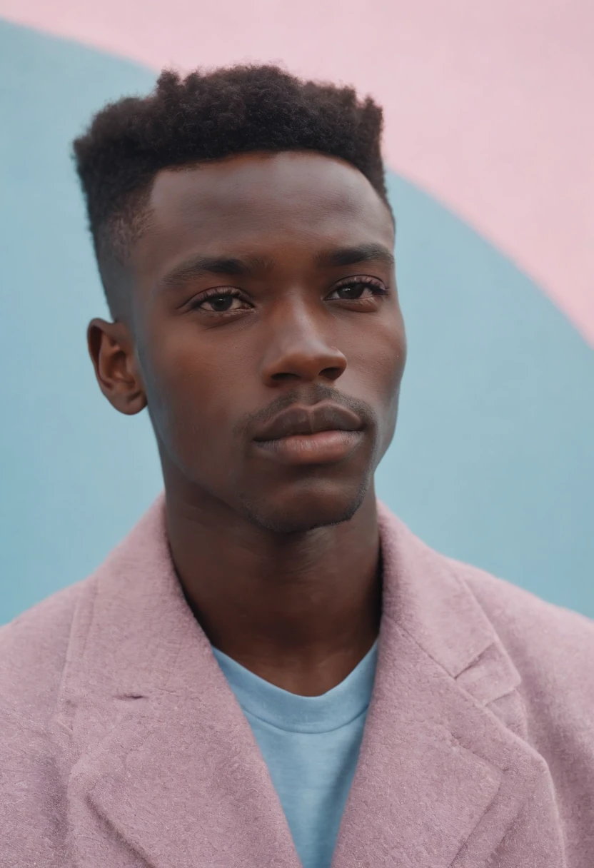 black Man,African style, neopop, pastel colors, by jimmy marble, portrait, (medium shot)