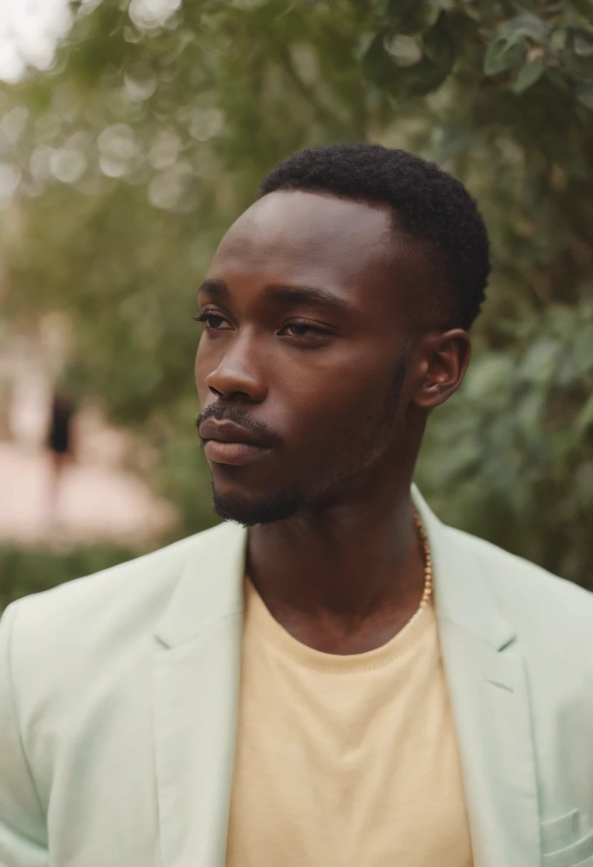 black Man,African style, neopop, pastel colors, by jimmy marble, portrait, (medium shot)
