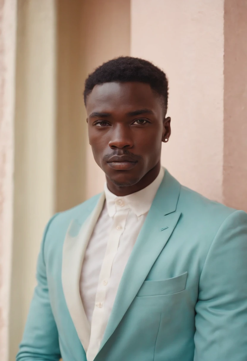 black Man,African style, neopop, pastel colors, by jimmy marble, portrait, (medium shot)