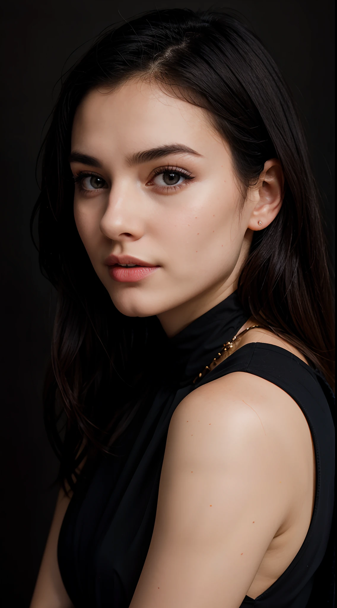 RAW Photo, DSLR BREAK
(kkw-ph1:0.9) BREAK
half body portrait of ung 20yo woman, black hair, wearing wonderful dress, perfect eyes, perfect lips, perfect nose, professional color graded, wonderful woman, dark background, cute woman