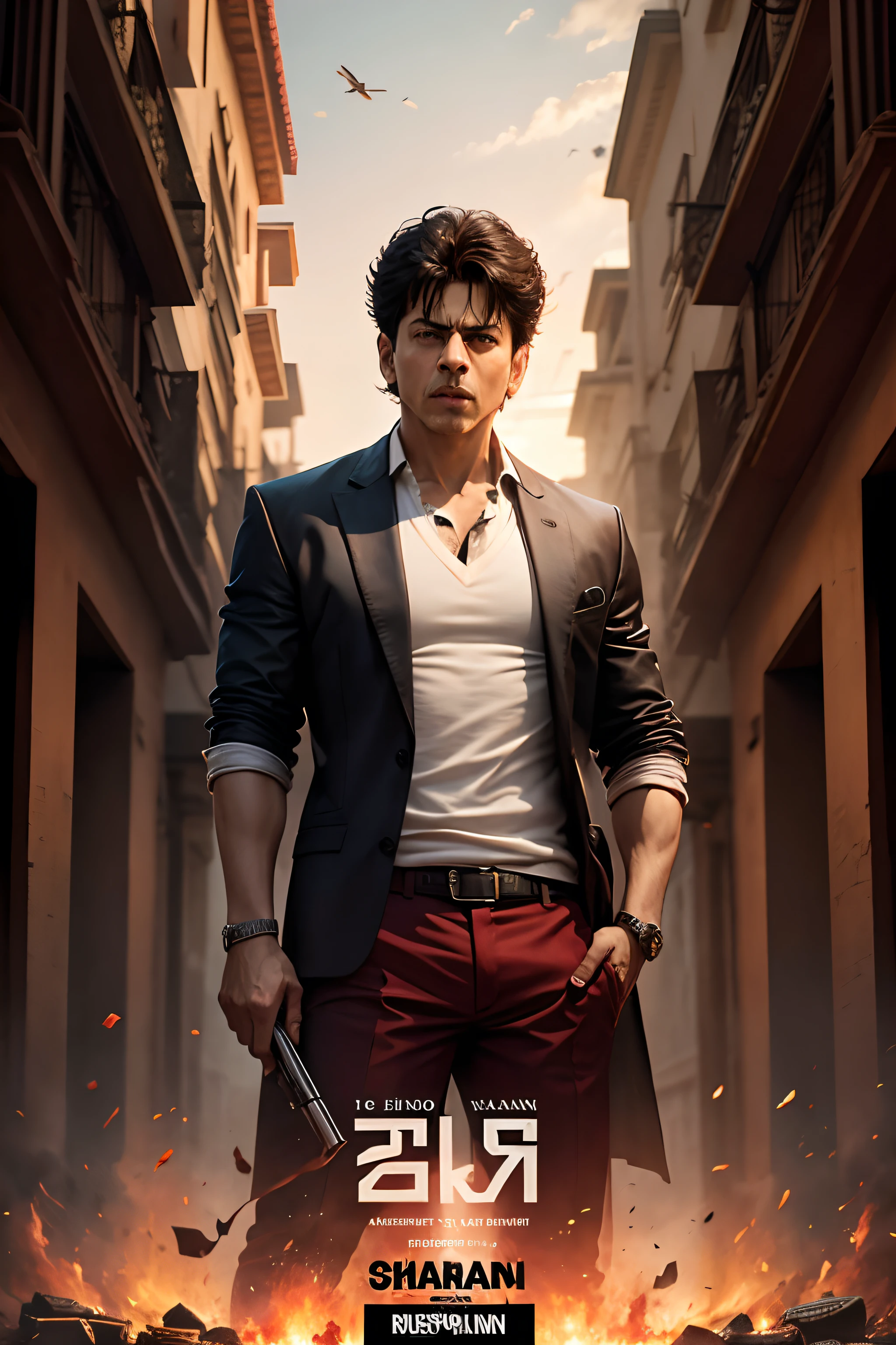 Shah Rukh khan standing against the government, the system, movie poster