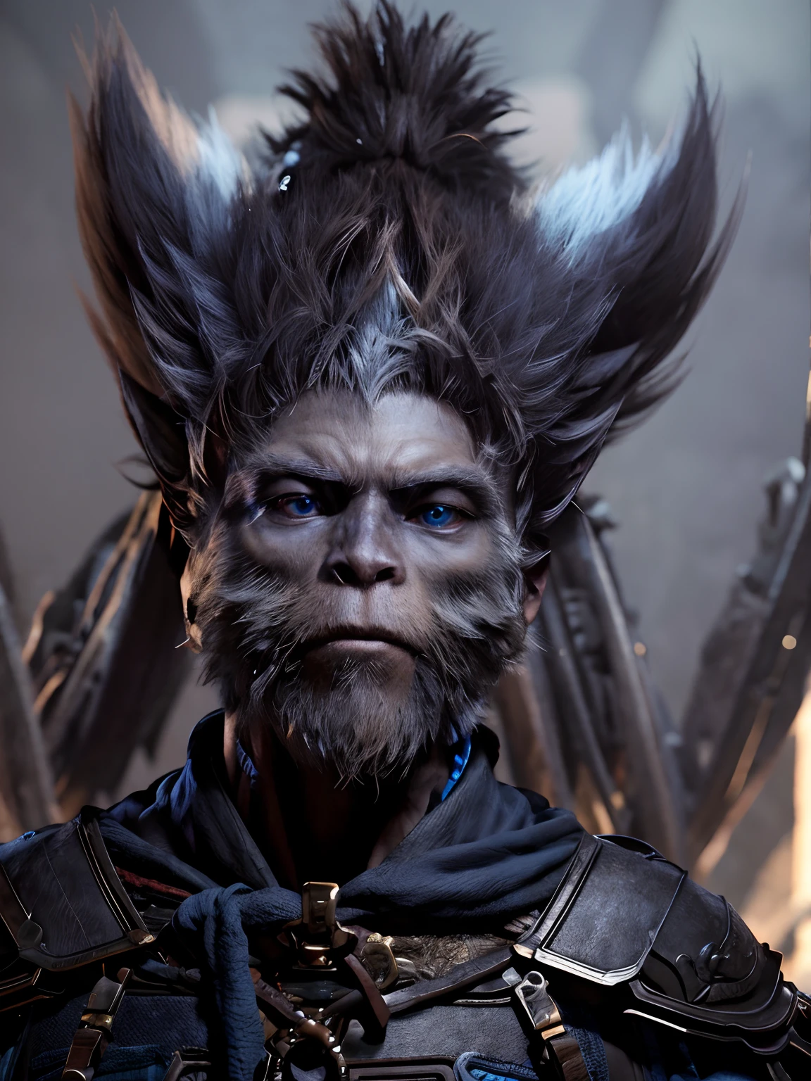 high detail, RAW color photo, masterpiece, best quality, super detail, realism, old warrior, (fantasy), muscular body, sculpted body, (detailed skin), (high detail, hyper detail, intricacy), (white beard : 1.4) bald, covered clothing, fur clothing, brown eyes, cave background, intricate, high detail, sharp focus, dramatic, photorealism
