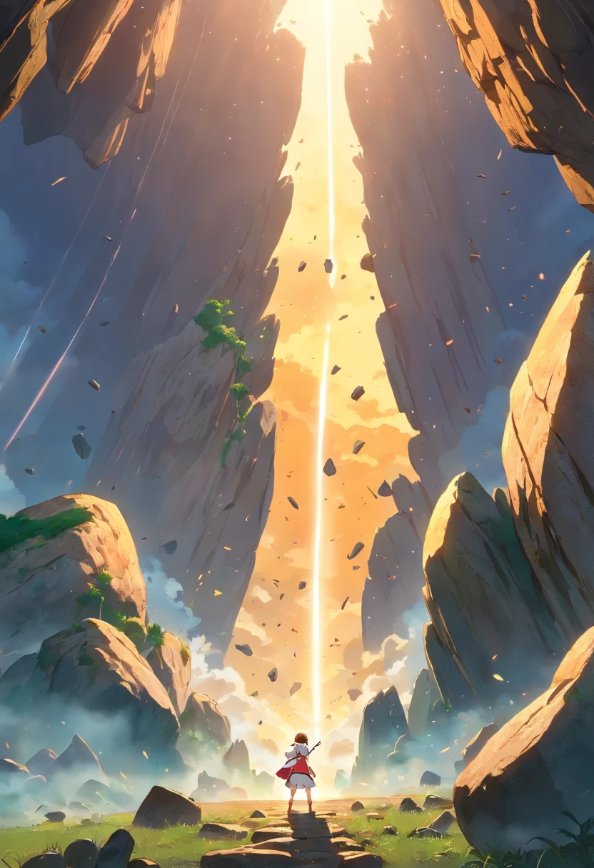 Sky clouds surround the surroundings, light magic, Fantastic background, Background meaning, Ridiculous background, There are artistic overlays,Arena Gladiator, multicolored hair, Surrealism, Cinematic lighting, ray tracing, god light, speed line, angle of view, hyper HD, master piece, best quality, Super Detail, A high resolution, high quality glowing lava light from under the asteroid field (jagged rocks, boulders and debris shooting into the air: 1.3) (dust debris storm wind: 1.1) volumetric fog fog ray tracing z passes bright light from below, (masterpiece) (best quality) (detailed) (8k) (cinematic lighting) (sharp focus) (complex)