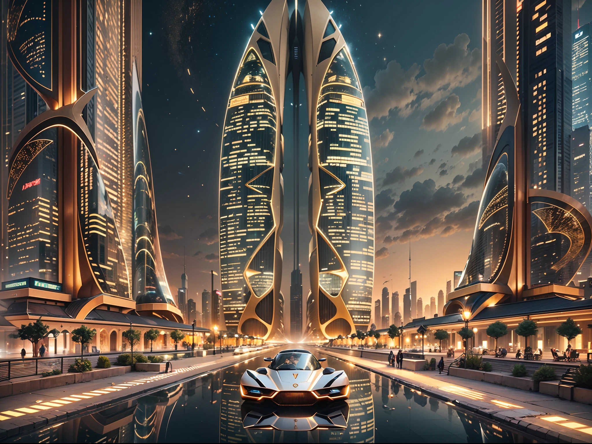 Enter a fascinating vision of the future through captivating futuristic imagery of the city of Dubai. The towering giant skyscraper is decorated with gold ornaments and a smooth glass curtain wall,pierce the sky, The vibrant lights of the city that never sleeps. In the midst of a bustling cityscape, An iconic giant pyramid-style high-tech building, Its architectural marvels are enhanced in a futuristic style. When the hovercar glides easily through the air,The city is full of life,Full of life。,Full of life。,Full of life。,Full of life。,Full of life。,Full of wealth。,Full of luxury。,Full of technology。。, State-of-the-art technology blends seamlessly with traditional Arabian luxury urban structures. This stunning work of art, Use Pixai to bring powerful AI models to life, Show the limitless creativity and possibilities of our imagination. Experience the future of the cityscape at Pixai,Immerse yourself in a visionary world of art