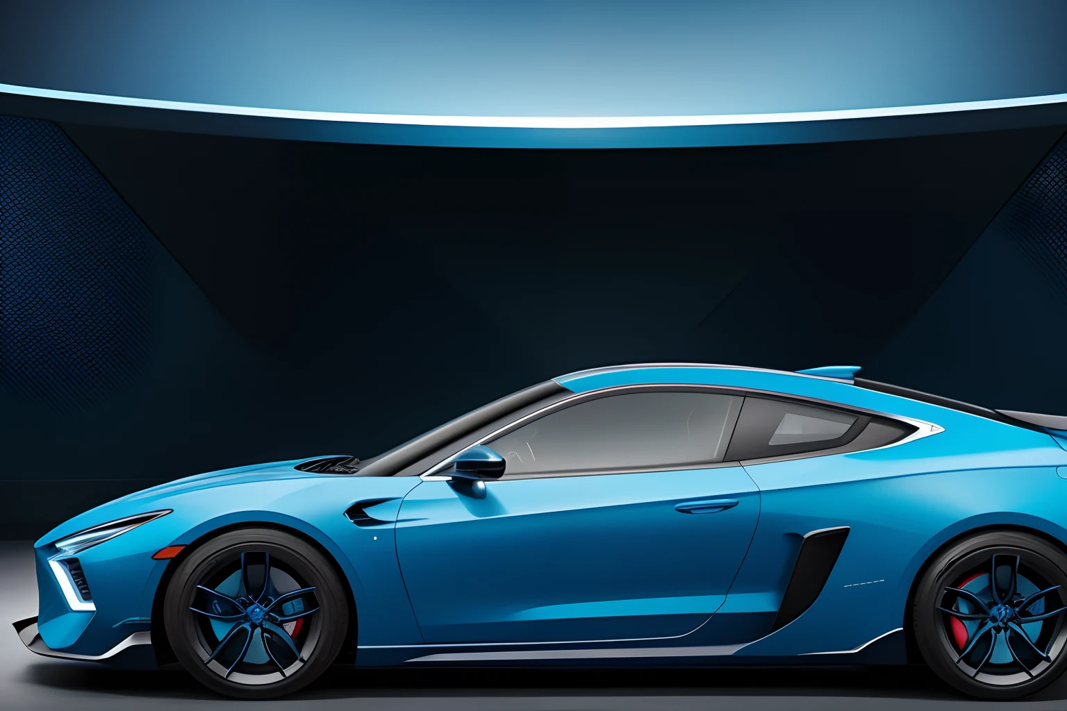Blue car perspective,Technologie,8K high-definition,3Drenderingof,Clean background,profile view,