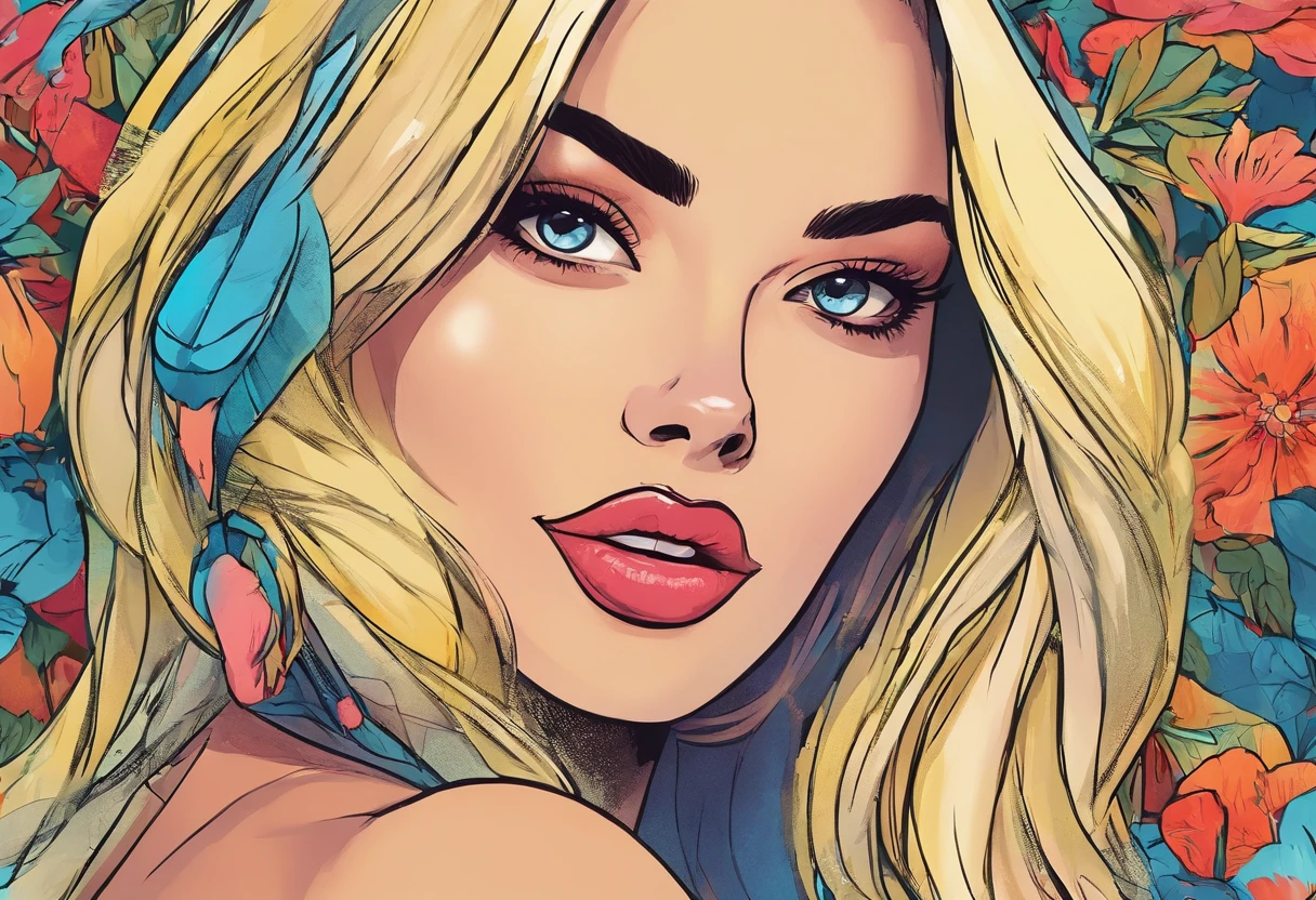 (Margot Robbie,Traje de Arlequina),best quality,ultra-detalhado,Realistic,vivid colors,Retratos,studio lighting,Bokeh,Olhos detalhados,Detailed lips,crazy expression,playful pose,esquema de cores vermelho e azul,soft lighting,fundo misterioso,visual estiloso,sorriso travesso,maquiagem diferenciada,alta resolução,profissional,Charme dos quadrinhos