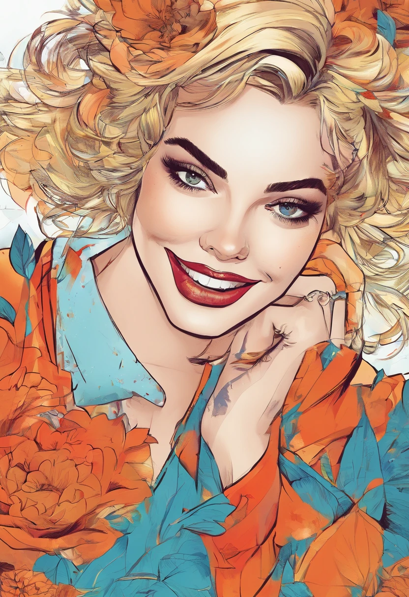 (Margot Robbie,Traje de Arlequina),best quality,ultra-detalhado,Realistic,vivid colors,Retratos,studio lighting,Bokeh,Olhos detalhados,Detailed lips,crazy expression,playful pose,esquema de cores vermelho e azul,soft lighting,fundo misterioso,visual estiloso,sorriso travesso,maquiagem diferenciada,alta resolução,profissional,Charme dos quadrinhos