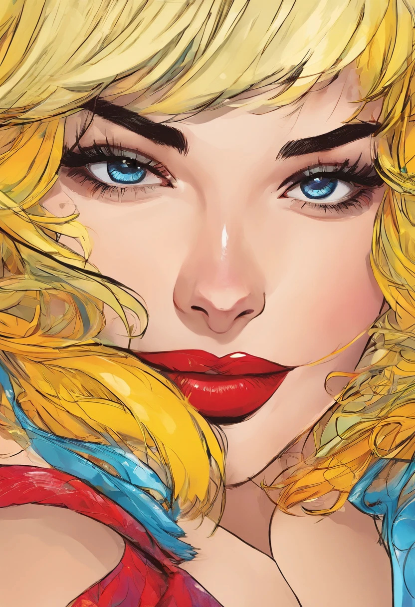 (Margot Robbie,traje de arlequina),best quality,ultra-detalhado,Realistic,vivid colors,Retrato,studio lighting,Bokeh,olhos detalhados,Detailed lips,crazy expression,playful pose,esquema de cores vermelho e azul,soft lighting,fundo misterioso,visual estiloso,sorriso travesso,maquiagem diferenciada,alta resolução,profissional,Charme dos quadrinhos, corpo inteiro