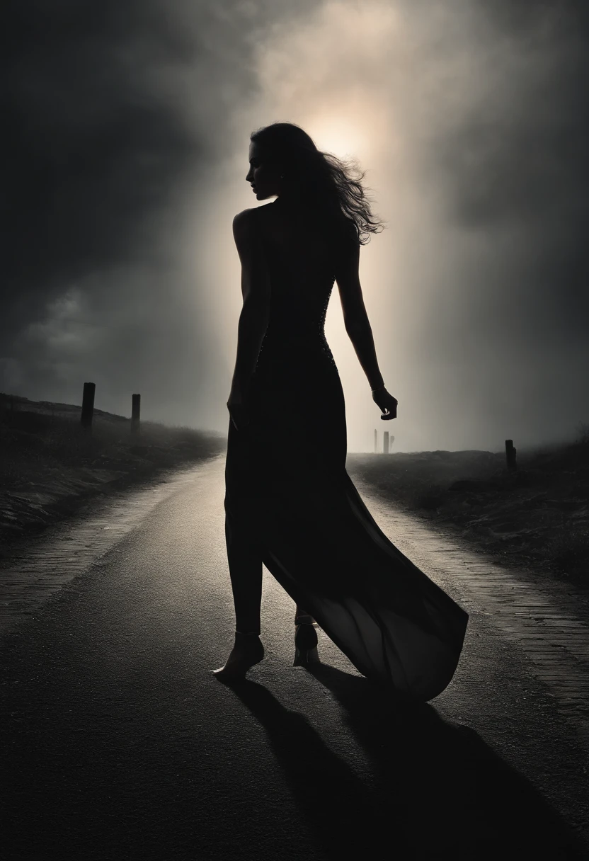 (best quality,fotorealistisch),(dunkel,Vorahnung) woman ,Detaillierte schwarze Augen,langes schwarzes Haar, that resembles the night,blasse Haut,sichtbare Augenringe,athletic body, but strewn with scars,Ominous atmosphere,Gothic aesthetics,Albtraumhaftes Aussehen,intensiver Blick,Mysterious aura, gewundene und angespannte Haltung,Dramatische Schatten und Beleuchtung,Lebendiger Kontrast zwischen Hell und Dunkel,Andeutung von Gefahr,enchanted atmosphere