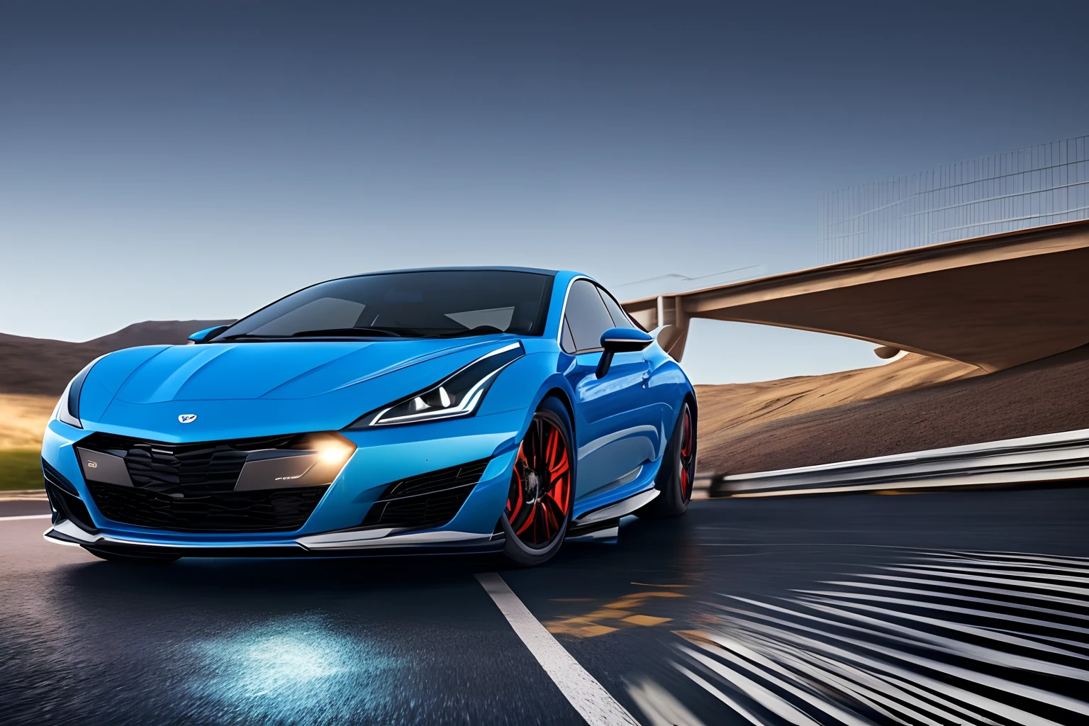 The front of the car is at an angle of 45 degrees,Blue car perspective,Technologie,penetrating,8K high-definition,3Drenderingof,Clean background,ssee-through,Speeding,llight rays,