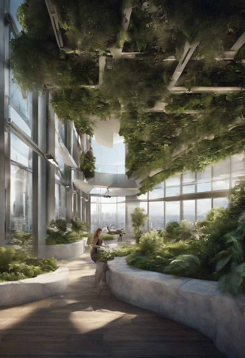 nighttime scene:2,Architectural photography depicting utopian cityscapes, Nature blends seamlessly with the urban fabric. The figure shows skyscrapers decorated with cascading vertical gardens, An oasis of relaxation in the midst of the hustle and bustle. Rooftop park, Abundant green space, The winding waterways provide respite，Promote community interaction. The city is bathed in softness, creating a tranquil atmosphere. The background shows mountains in the distance, Elevate the natural beauty of the city. This photograph captures the harmonious coexistence of man-made buildings with the organic world, Provide a glimpse into the environmentally conscious future. photography of：English Byak, Innovative Danish architect，Known for its sustainable and human-centered design
