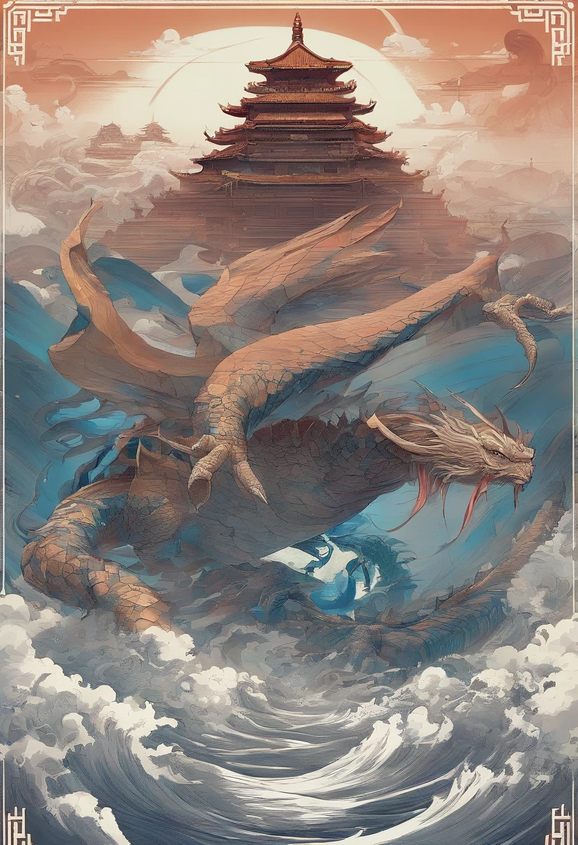 masterpiece, best quality, ultra high res, epic action and dynamic pose, in the style of opaque resin panels, precisionist, ivory, magical girl symbolism, close-up, elaborate borders, surrealistic assemblage, Dragon and girl,
