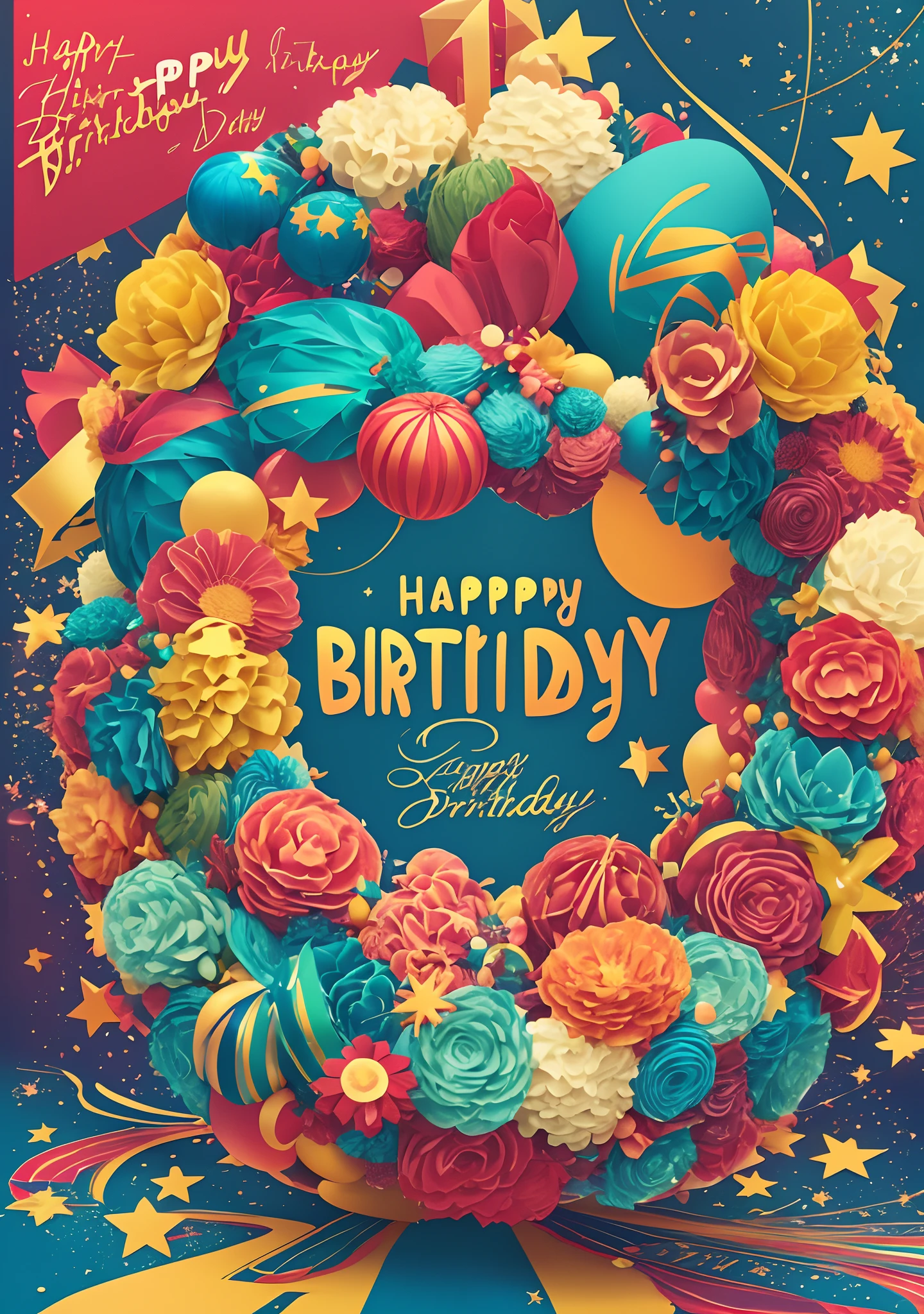 Create a festive poster that says “happy birthday Tika”, , 3d render, typography, poster, illustration --auto --s2