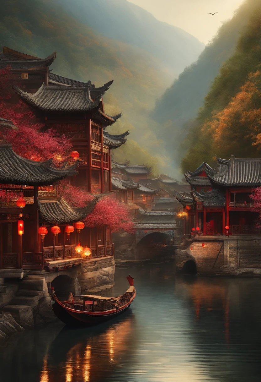 fenghuang，Hand drawn illustration，Ultra-clear details，Color style，Guochao style，Chinese，超高分辨率，8K