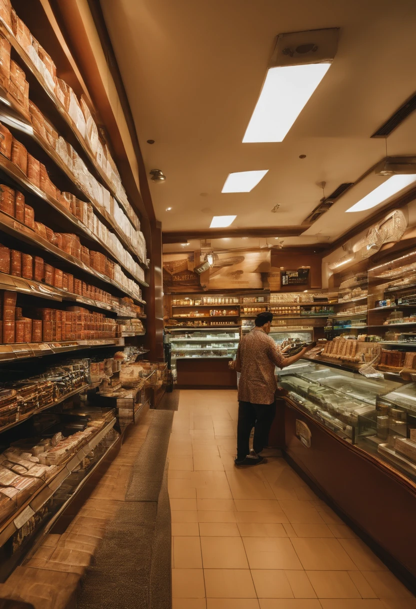 The scene shows a smoker buying tobacco products in a tobacco shop，The clerk asked："You know inside China，Do I need a tobacco monopoly license to sell tobacco products?？The smoker replied："I don't know，May I have a look？The clerk replied："Absolutely，This is our license，You can check it out。”