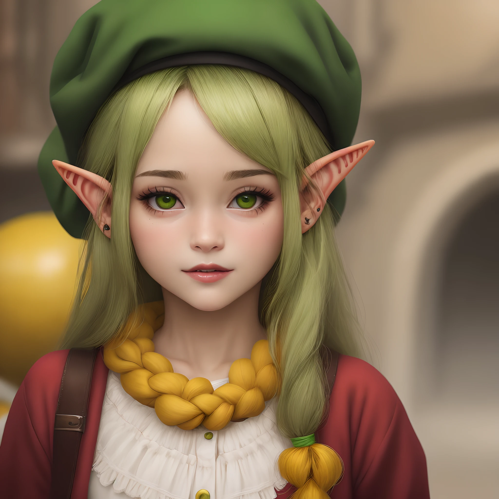 Chica peliroja, ojos verdes, orejas de elfo