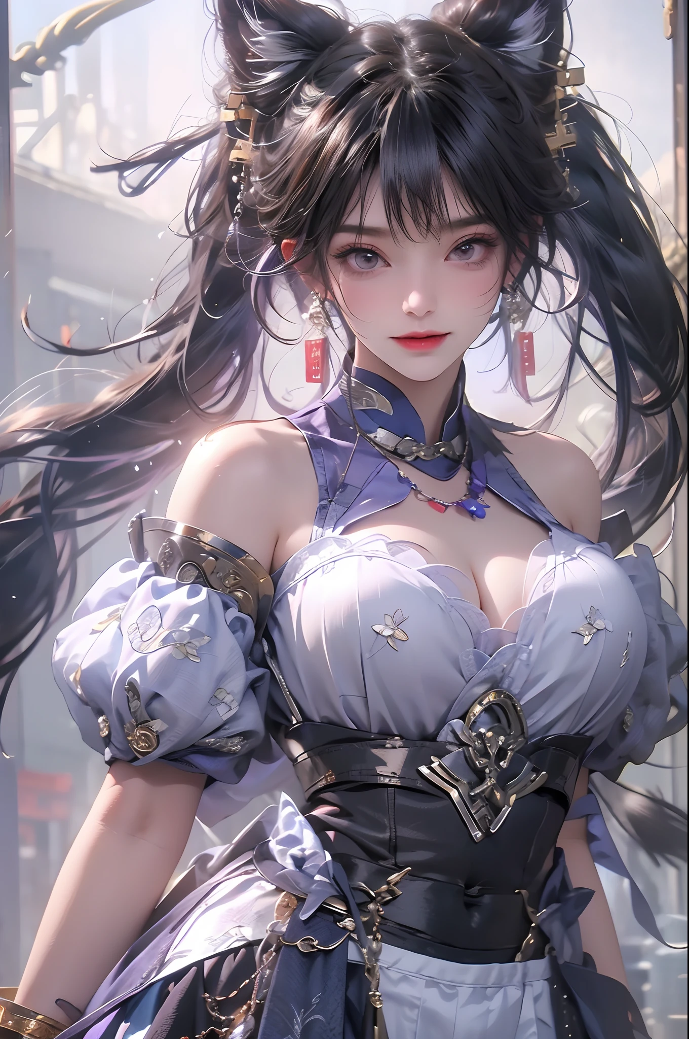 1female, milf, 30 years old, china dress, breasts pushed out, breasts pulled out of top (best quality:1.0), (8k wallpaper:1.0), extremely delicate and beautiful, (beautiful detailed face:1.0), (detailed deep eyes), eye contact, symmetrical breasts, deep eyes, steam, shiny skin, white messy hair, covered in thick fluid, doing doggystyle