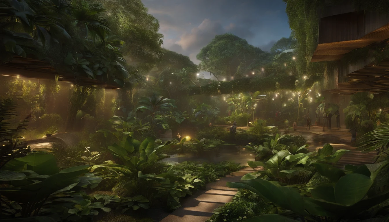 Best quality,4K,8K,A high resolution,Masterpiece:1.2,Ultra-detailed, Realistic,Photorealistic,photo-realistic:1.37 Rainforest,City,planties,Mayan Heritage Urban oasis,Lush greenery,Vibrant leaves Smart technology,One with nature, sustainable architecture,Harmony with the environment sculpture,Jungle-themed artwork, A fusion of modern and ancient civilizations:1.1 Palm tree,ferns,vines,Exotic flowers,Blooming beauty Canopy walkway,Magical bridges,Reconnect with nature:1.1 Sky Garden,Vertical green wall,Vertical forest architecture Tranquil pond,Waterfalls,murmuring streams,Refreshing sound Epiphytes,Air Factory,Parasitic plants,Living in the trees:1.2 Sunlight shines through the leaves,Mottled hues Birdsong,Butterflies,Dancing fireflies,A gentle breeze at the Botanical Research Center,Sustainable Plant Species Laboratory Urban Agriculture,Community garden,Seeds preserved in Mayan temples,废墟,Archaeological sites integrated with nature Interactive exhibition,Educational programs, Learn about biodiversity,Aegis:1.1 A peaceful retreat,Escape the hustle and bustle of the city with bright colors,Evergreen forest carpet,Floral tapestry Soft mist,Rain shower,Cultivate plants in a mysterious atmosphere,Enchanting aura,Magical atmosphere Dynamic lighting,Soft glow,Illuminate greenery A fusion of nature and technology,Smart irrigation, Energy-efficient lighting,Environmental practices:1.1