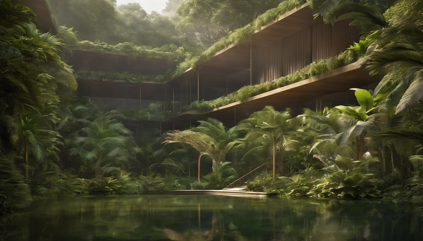 Best quality,4K,8K,A high resolution,Masterpiece:1.2,Ultra-detailed, Realistic,Photorealistic,photo-realistic:1.37 Rainforest,City,planties,Mayan Heritage Urban oasis,Lush greenery,Vibrant leaves Smart technology,One with nature, sustainable architecture,Harmony with the environment sculpture,Jungle-themed artwork, A fusion of modern and ancient civilizations:1.1 Palm tree,ferns,vines,Exotic flowers,Blooming beauty Canopy walkway,Magical bridges,Reconnect with nature:1.1 Sky Garden,Vertical green wall,Vertical forest architecture Tranquil pond,Waterfalls,murmuring streams,Refreshing sound Epiphytes,Air Factory,Parasitic plants,Living in the trees:1.2 Sunlight shines through the leaves,Mottled hues Birdsong,Butterflies,Dancing fireflies,A gentle breeze at the Botanical Research Center,Sustainable Plant Species Laboratory Urban Agriculture,Community garden,Seeds preserved in Mayan temples,废墟,Archaeological sites integrated with nature Interactive exhibition,Educational programs, Learn about biodiversity,Aegis:1.1 A peaceful retreat,Escape the hustle and bustle of the city with bright colors,Evergreen forest carpet,Floral tapestry Soft mist,Rain shower,Cultivate plants in a mysterious atmosphere,Enchanting aura,Magical atmosphere Dynamic lighting,Soft glow,Illuminate greenery A fusion of nature and technology,Smart irrigation, Energy-efficient lighting,Environmental practices:1.1