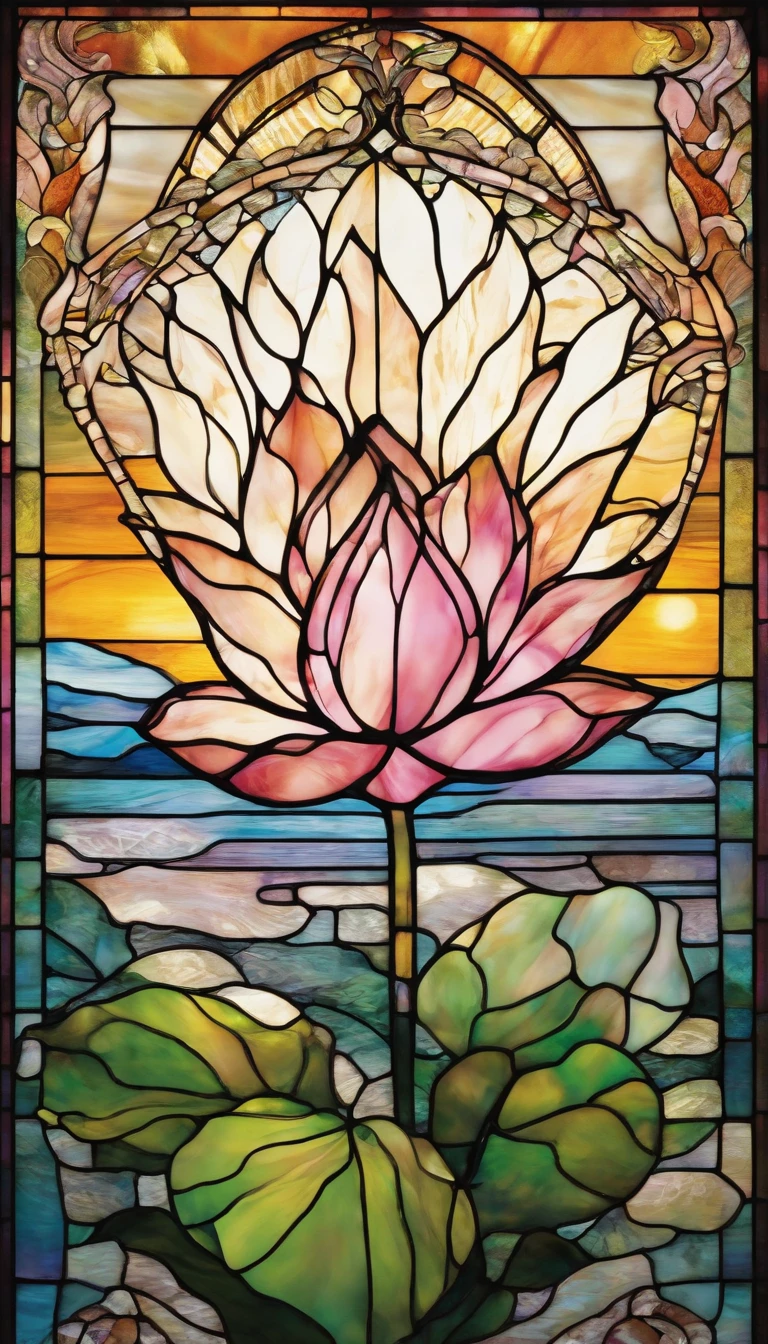 lotus flower, artistic conception, Light shines straight down from above