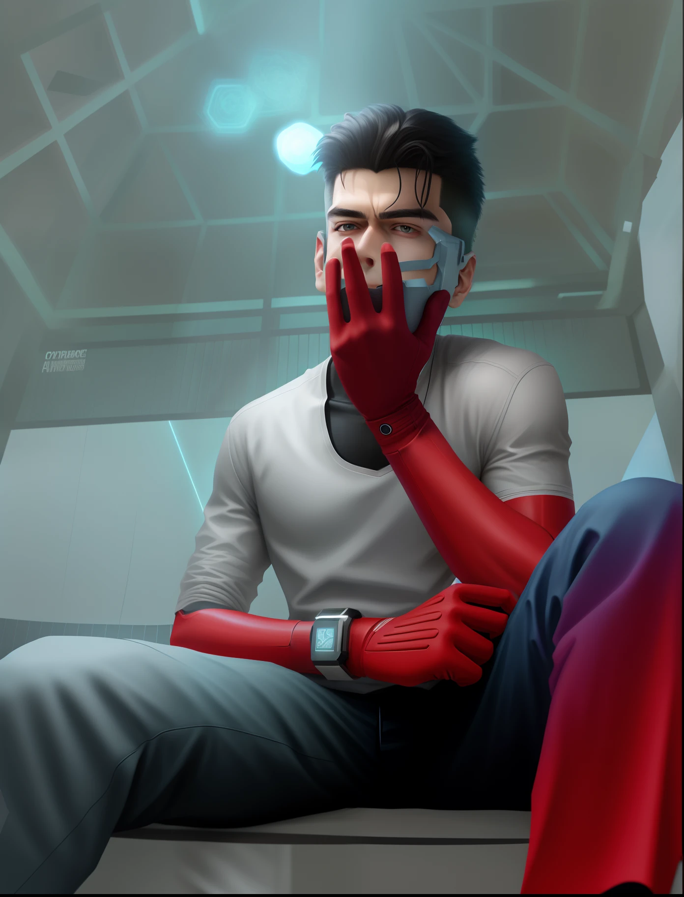 change background Cyber park handsome boy, realistic face, 8 Ultra real face