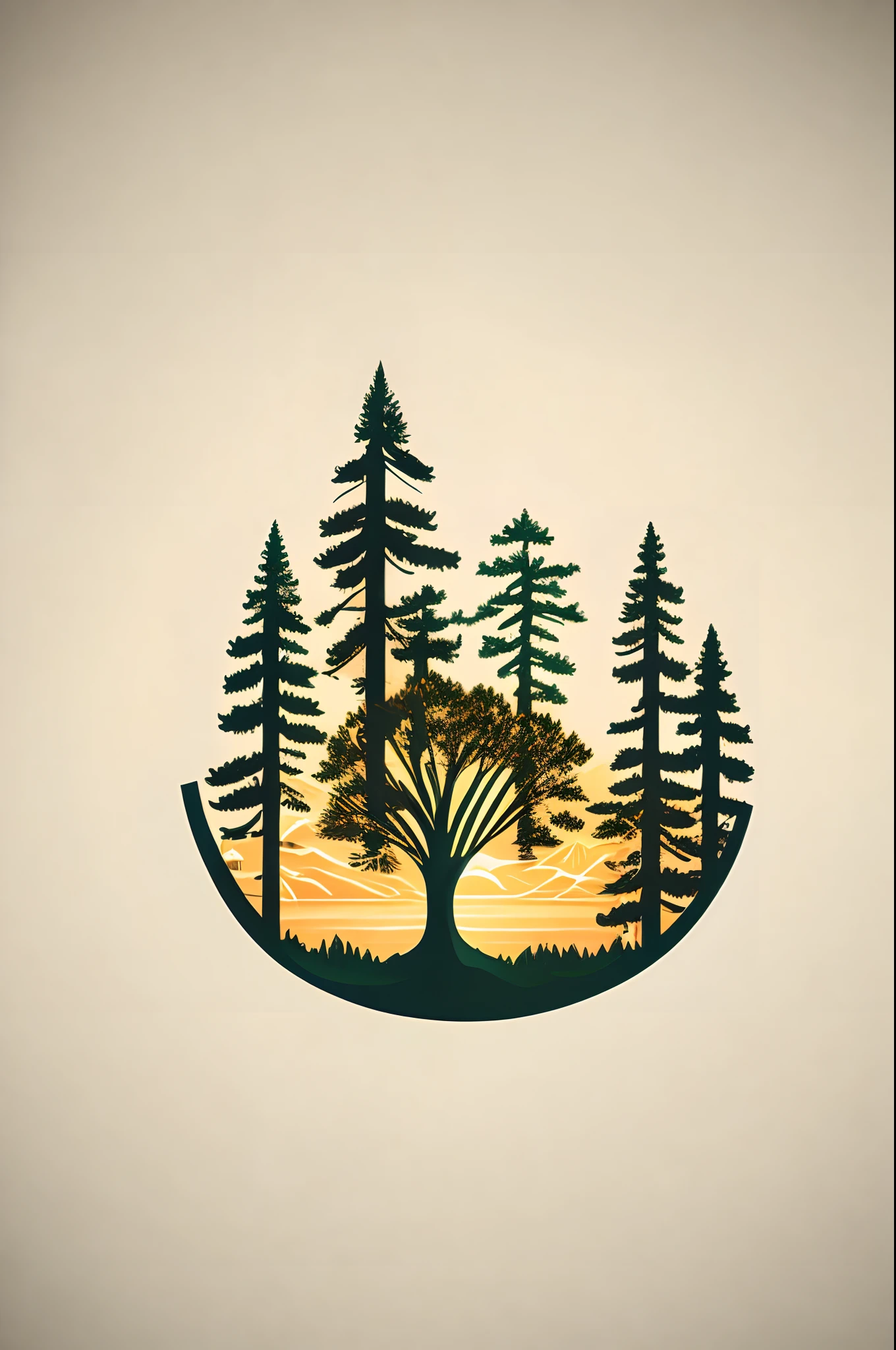 Simple pine logo,Vector graphics,Center composition