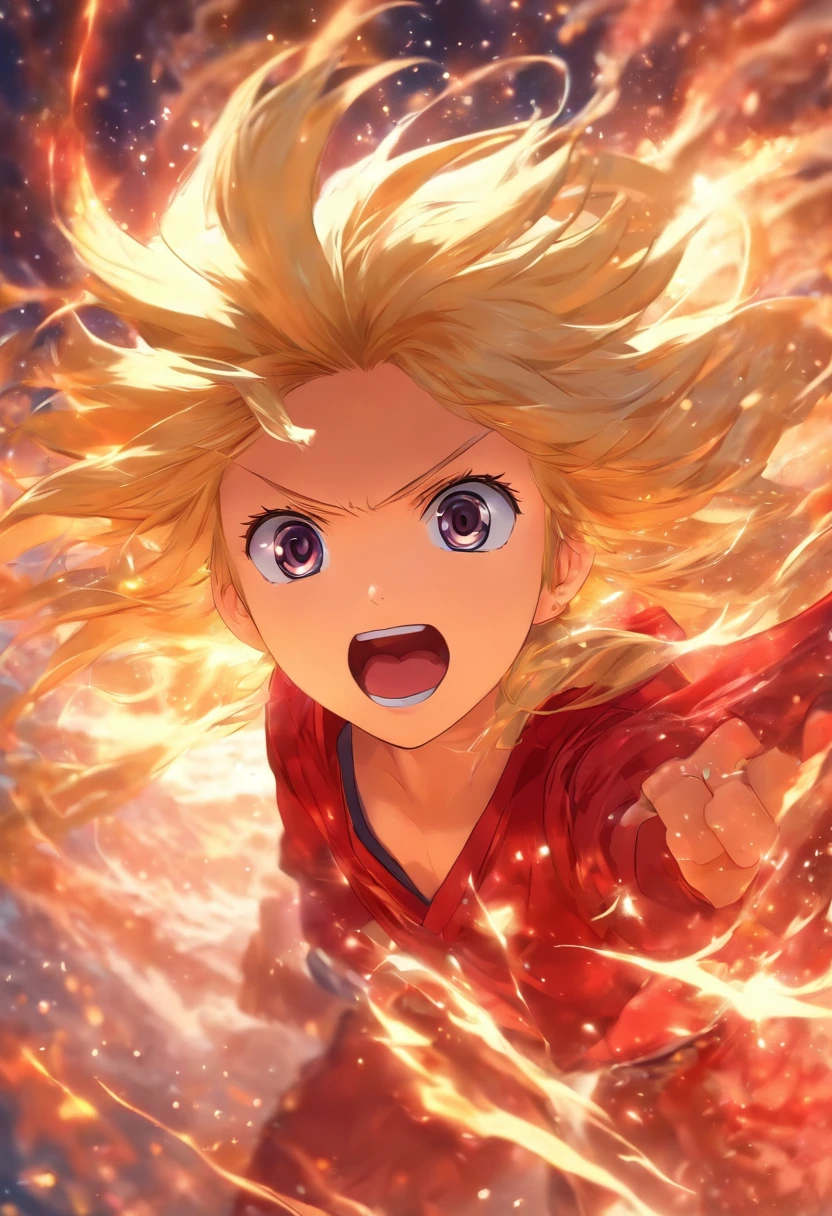 Drawn in anime style, Aya Nakamura is a 5--old azing and exotic kids. She has long blonde hair，Gentle waves fall to the waist, It stood out under her pale skin. His eyes are a rich red, Like a bright ruby, And a pair of mysterious eyes.