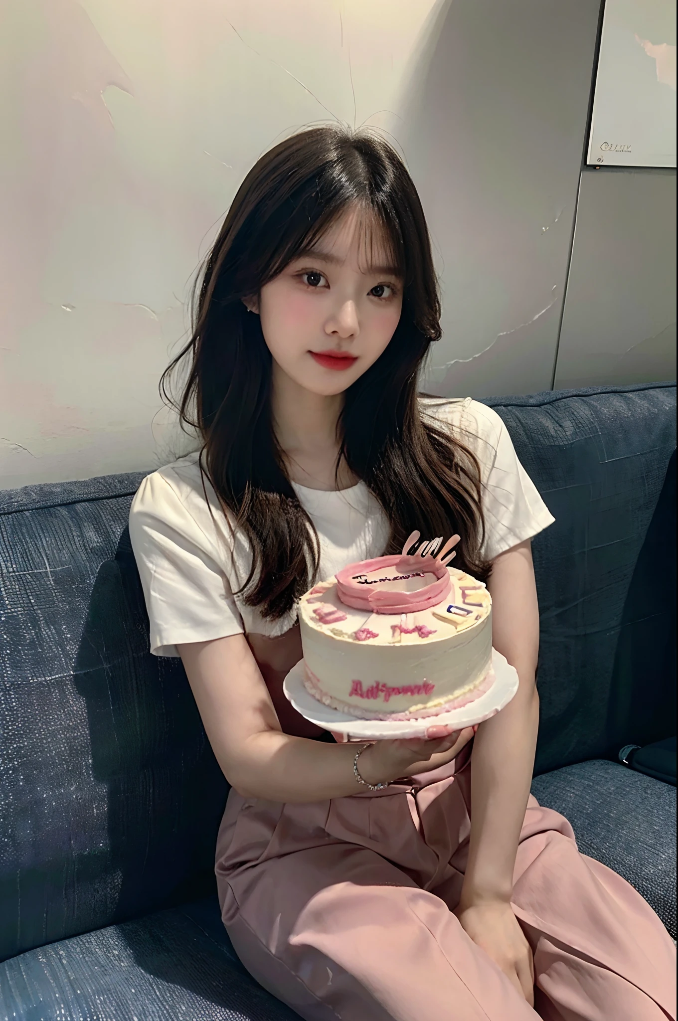 there is a woman sitting on a couch with a cake in her hand, cindy avelino, mai anh tran, ruan cute vtuber, headshot profile picture, a young asian woman, gemma chen, nivanh chanthara, joy ang, fanart, xision wu, pokimane, 2 , 2 3 years old