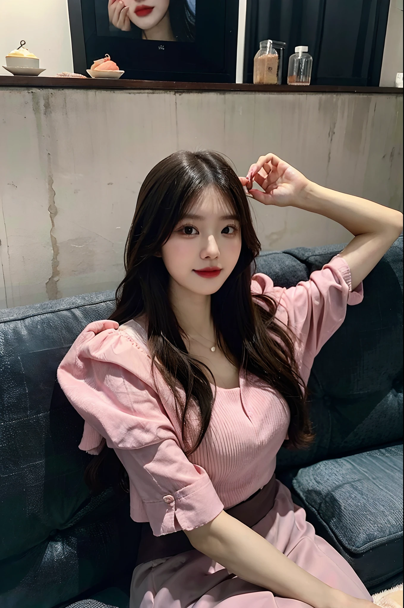 there is a woman sitting on a couch with a cake in her hand, cindy avelino, mai anh tran, ruan cute vtuber, headshot profile picture, a young asian woman, gemma chen, nivanh chanthara, joy ang, fanart, xision wu, pokimane, 2 , 2 3 years old