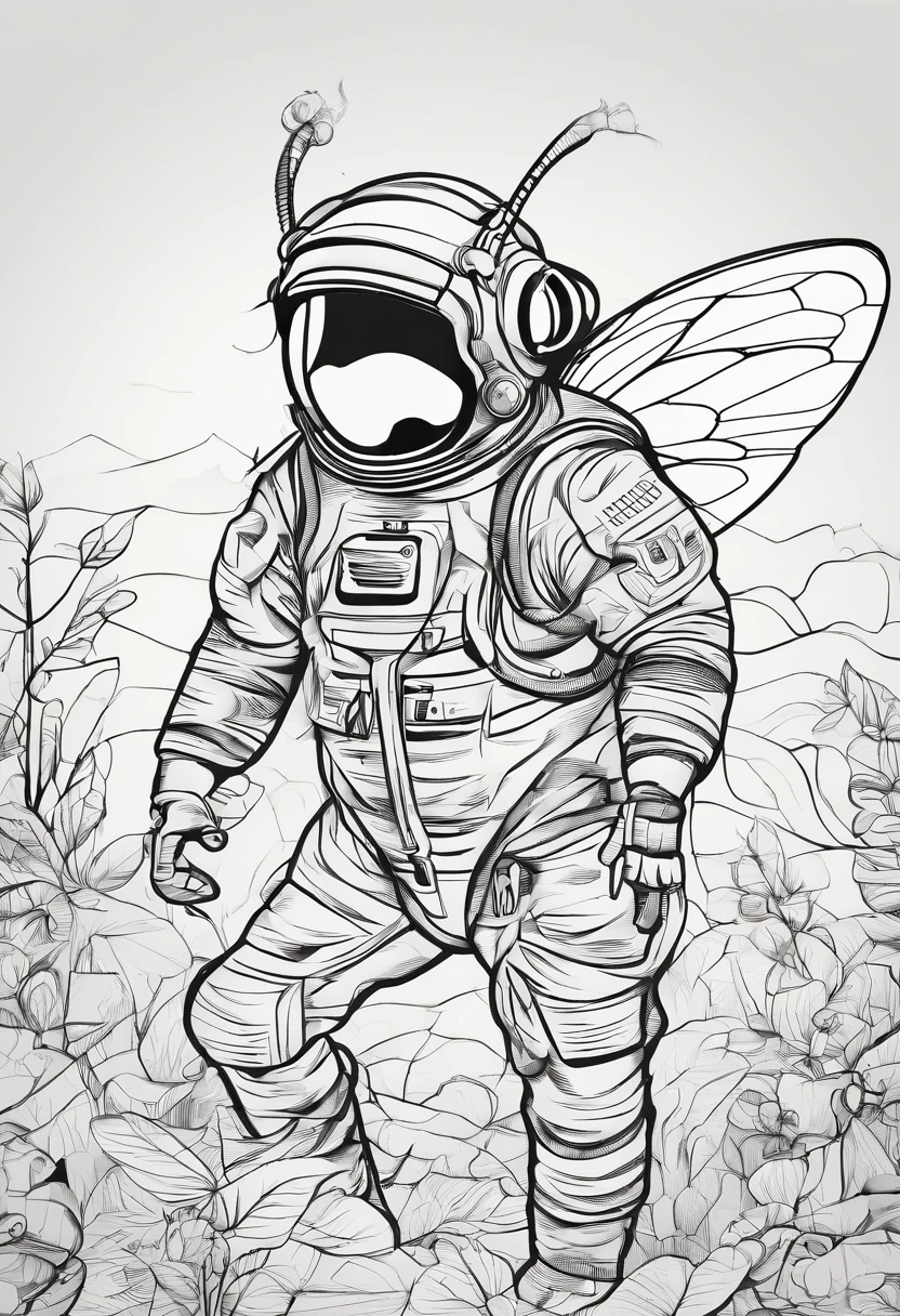 A bee monkey,Hand-drawn line drawings,Ultra-clear line drawings,plethora of colors,Ultra-clear details,New Chinese,超高分辨率,8K
