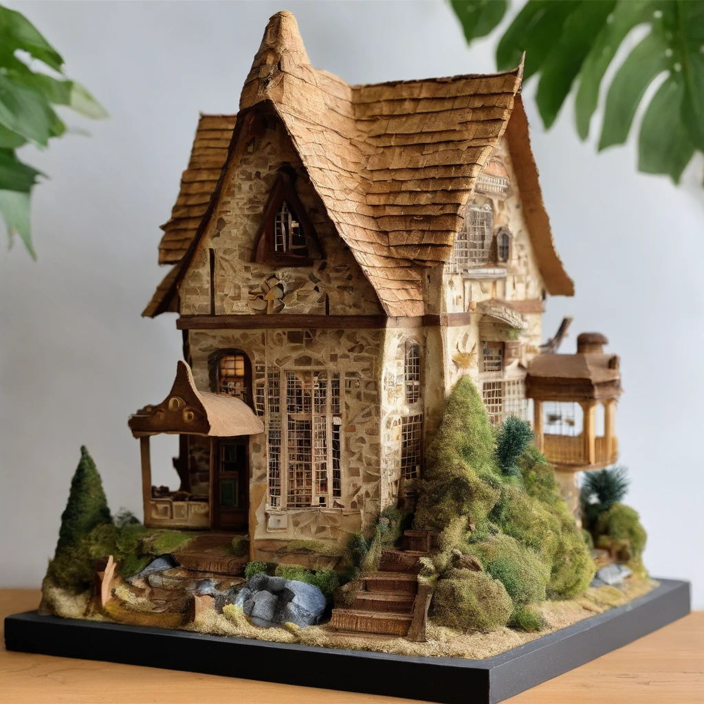 DIY Miniatur Haus, Zimmer detailed, Horror theme, Exquisite und detaillierte Zeichnungen, Tall and complex building, FESTPLATTE, Highly detailed, Saubere Zeichnungen, 2D, Freude, Gute Laune, happiness, ein kleines, unerwartetes, skurriles magisches Element, 64 Tsd.