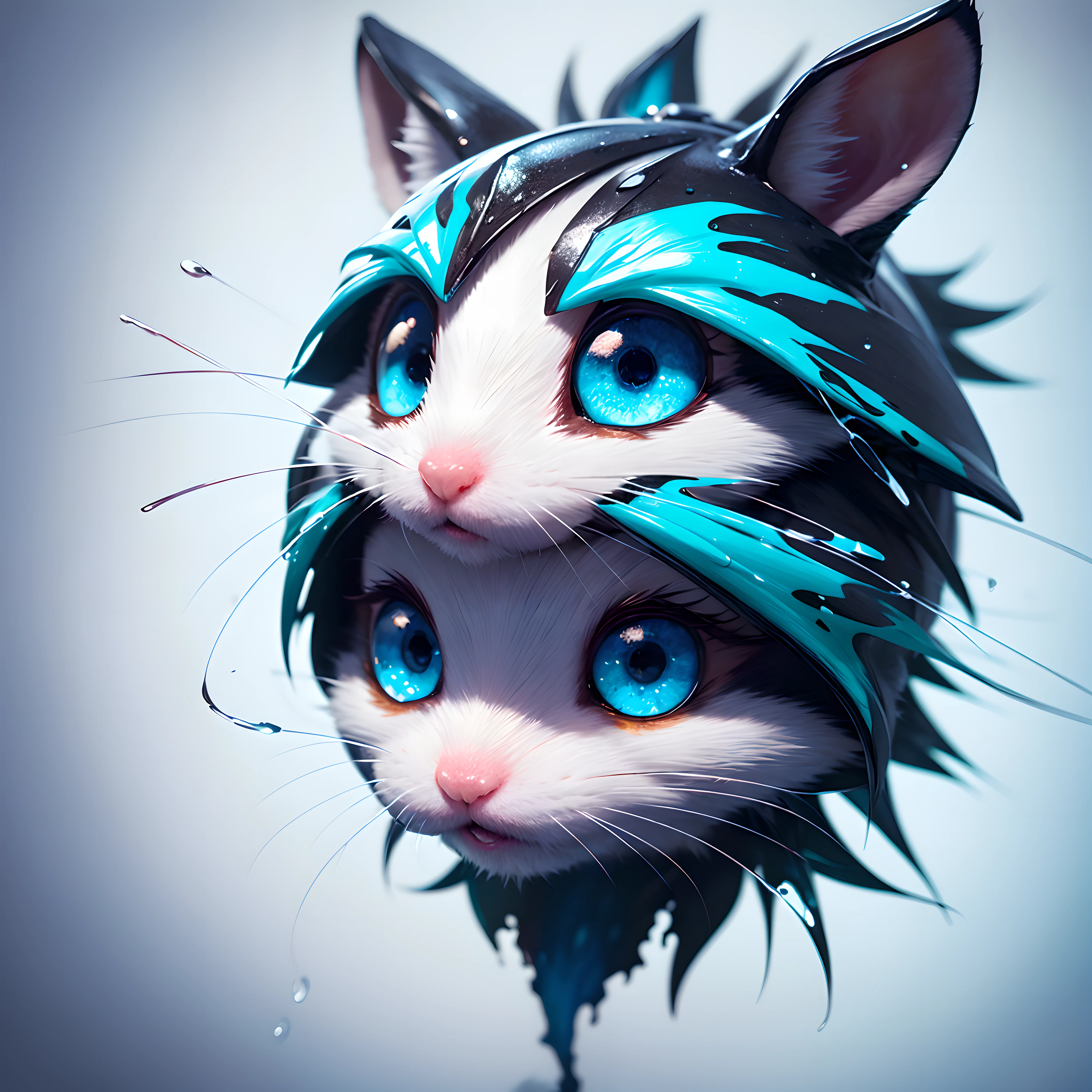3d Splash art, a cute pygmy jerboa head with blue eyes, ((white background)), epic Instagram, artstation, splash style of colorful paint, contour, hyperdetailed intricately detailed , unreal engine, fantastical, intricate detail, splash screen, complementary colors, fantasy concept art, 16k resolution, deviantart masterpiece, oil painting, heavy strokes, paint dripping, splash arts